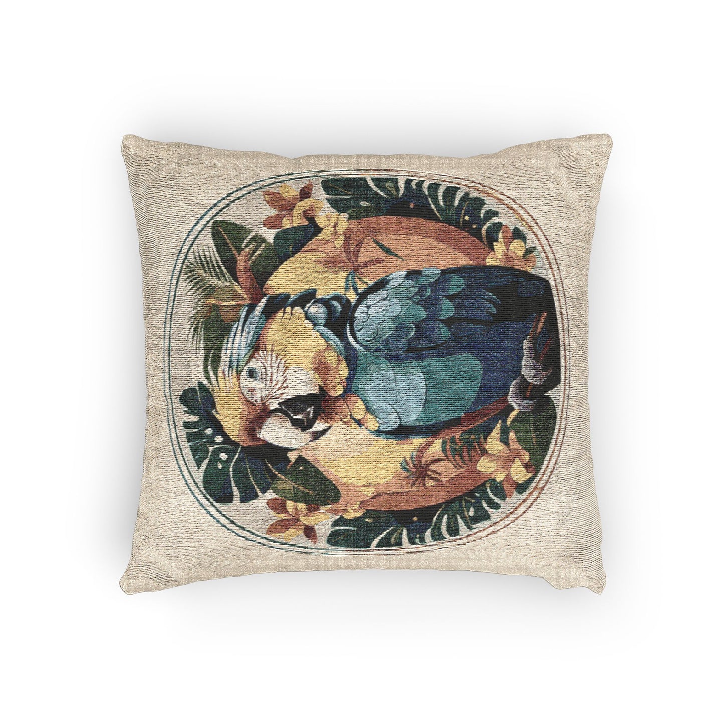 Woven Pillow, 17"W x 18"L ~ Rainforest Parrot