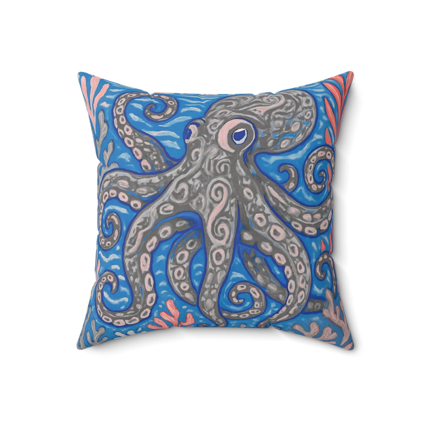 Decorative Pillow - Accent Cushion, 4 Sizes / Octopus Kraken Joe, Slate