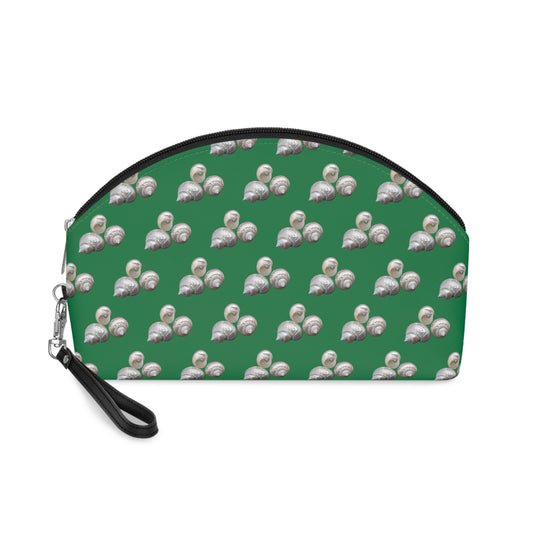 Makeup Bag - White Nautilus Trio, MICRO dark green