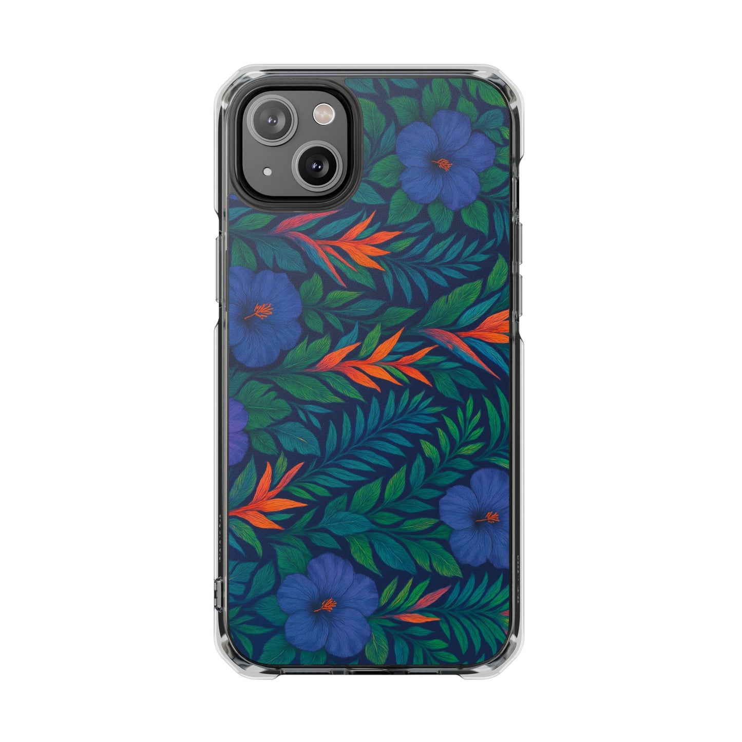 Midnight Flower Navy Magnetic Clear Phone Case, Many Models