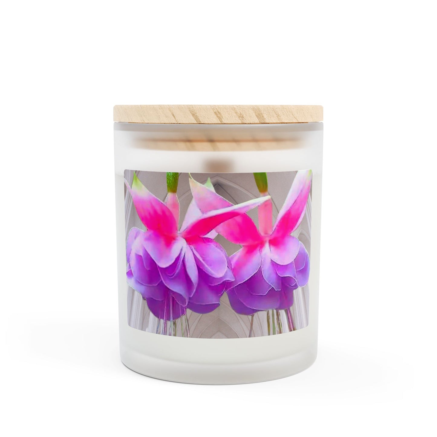 Frosted Glass Candle, 11oz - Two Pink Fuchsias / Gothic