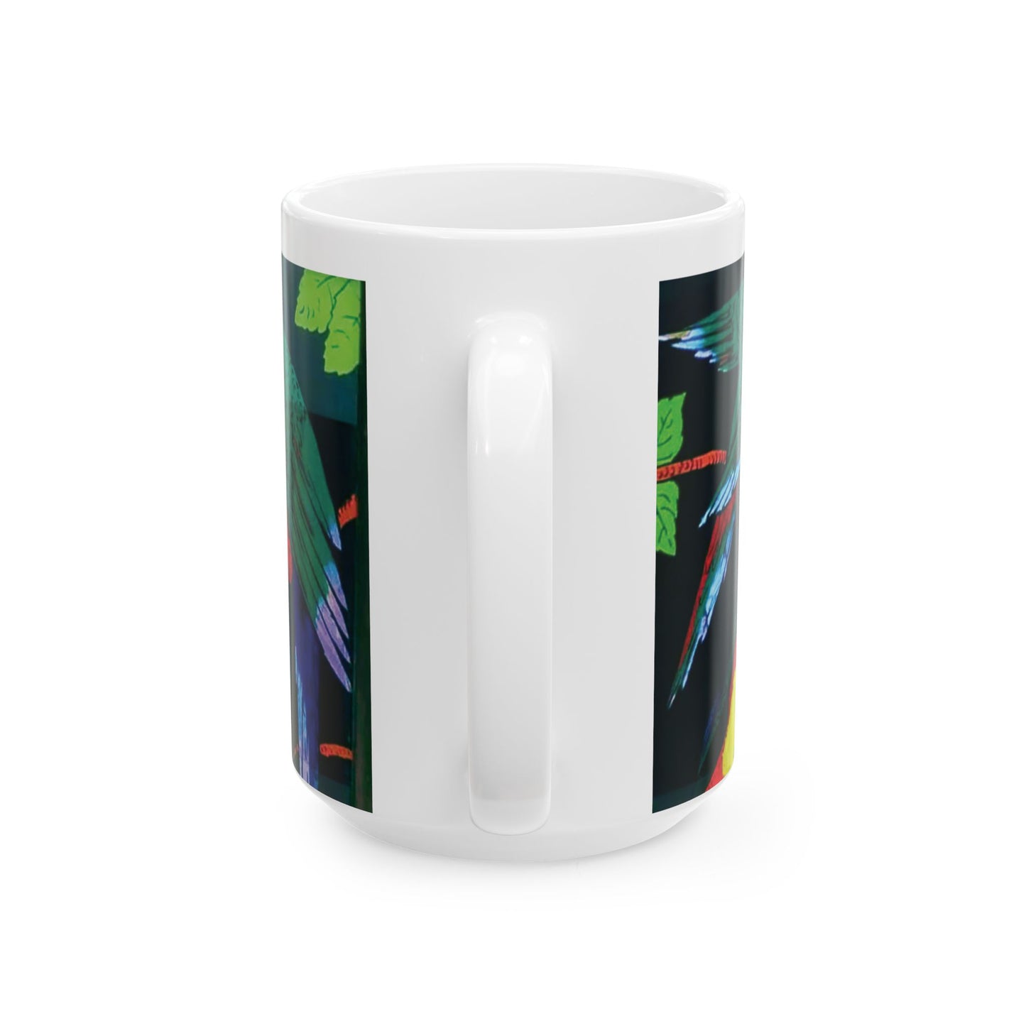 Ceramic White Mug - 11oz & 15oz - Parrots & Butterfly/Real Wings