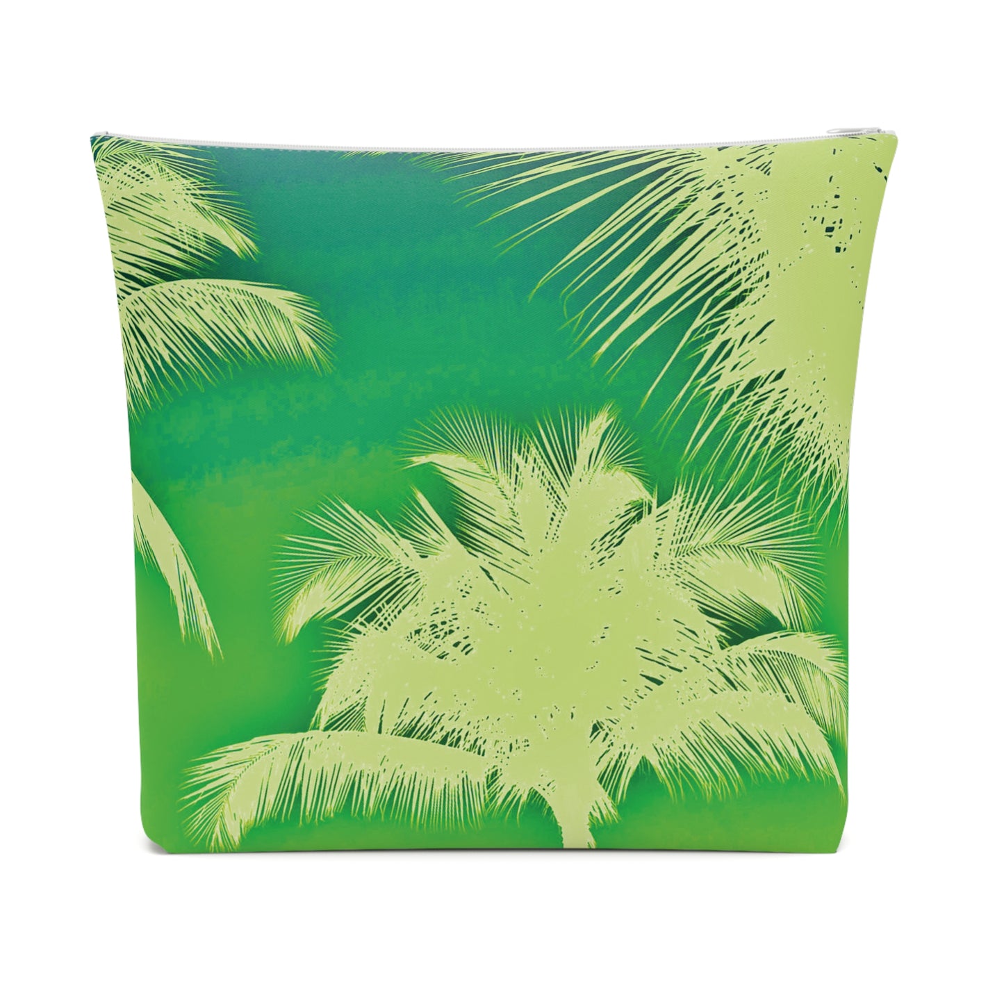 Tropical Cotton Cosmetic Bag, Makeup Pouch, 5 Sizes / Palm Glow, Green