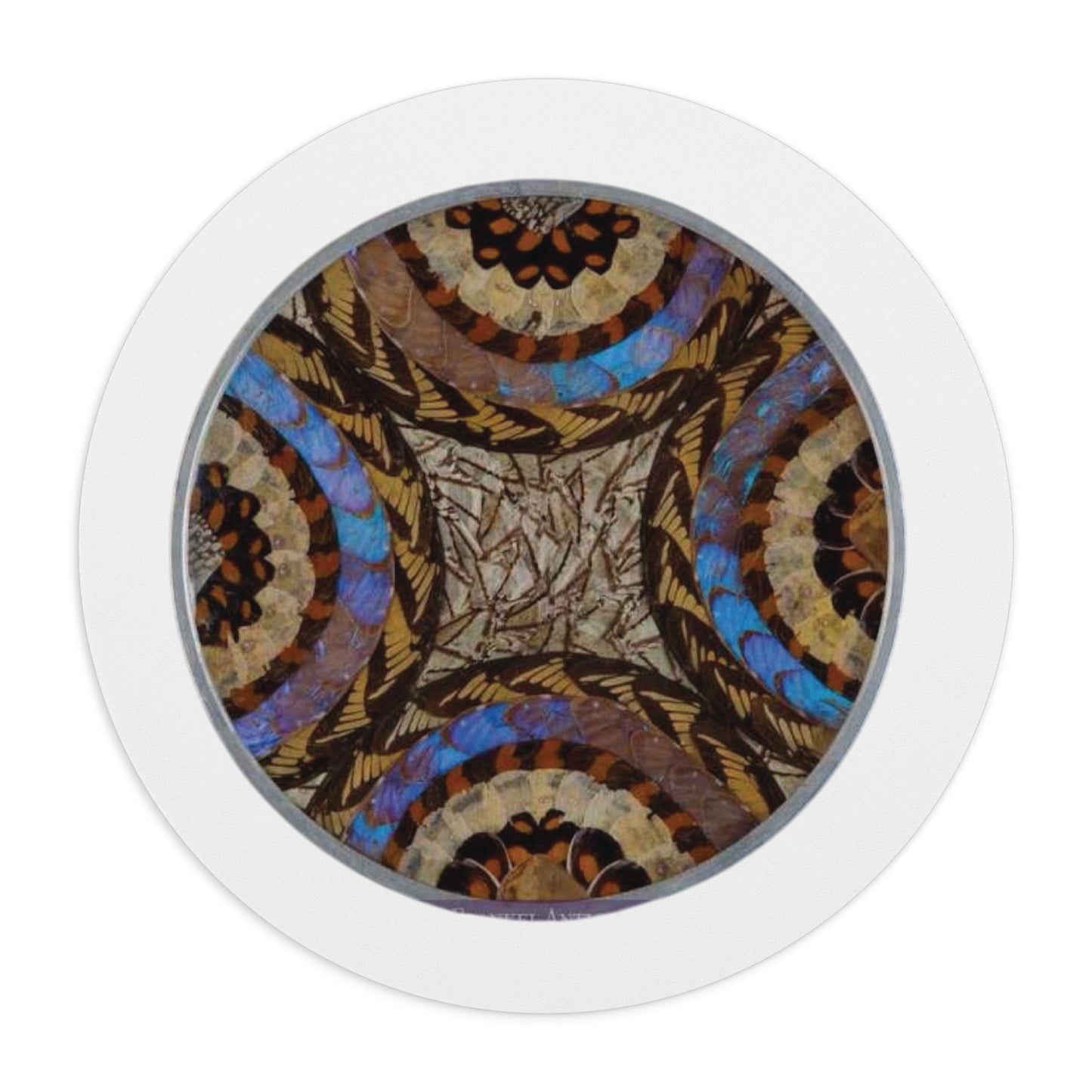 Tropical Mouse Pad, 2 Shapes - Beach Vibes for Home Office & Gamer / Real Butterfly Wing Art, White