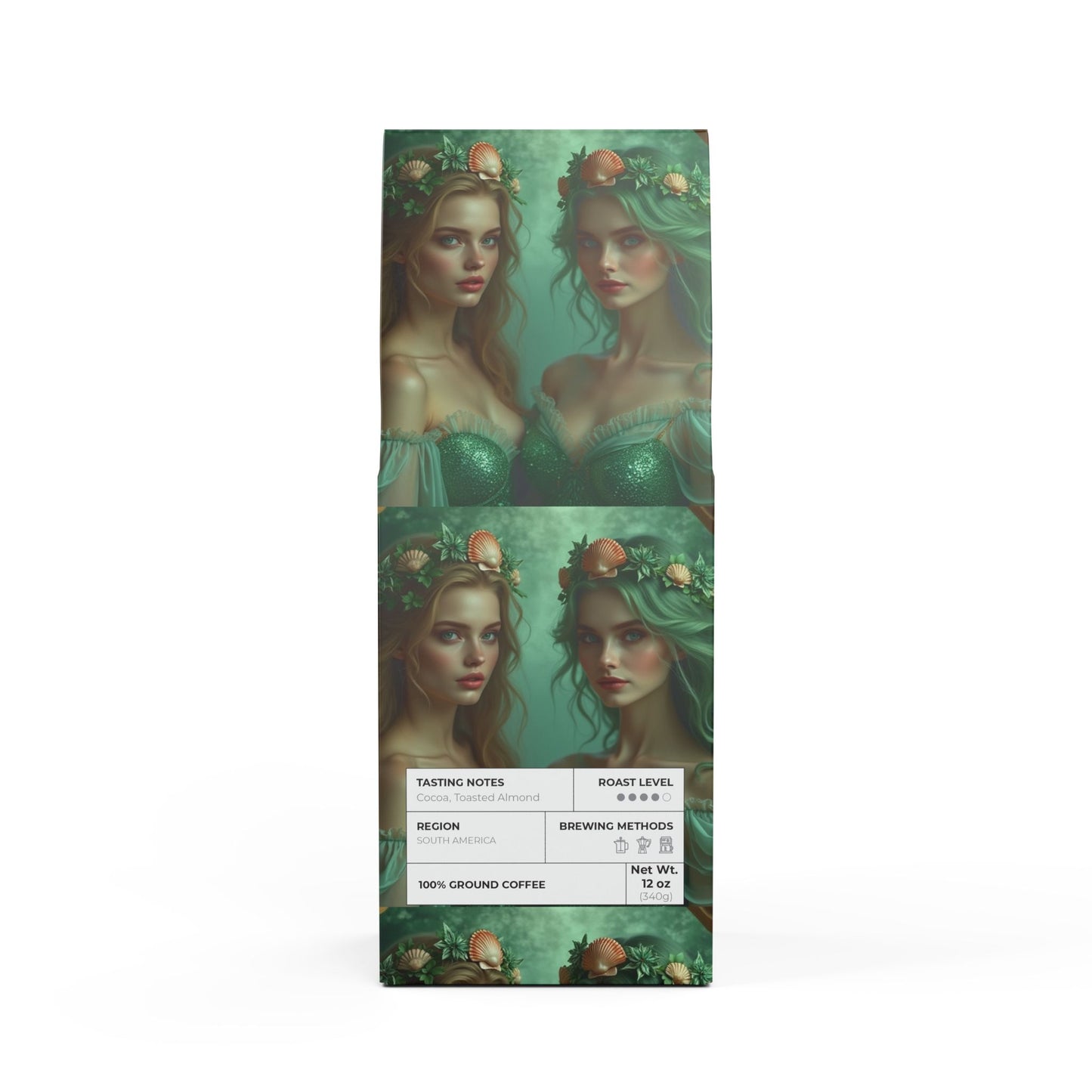 Midnight Surf Blend™ (Medium-Dark Roast) Specialty Grade Craft Coffee / Framed Mermaid Sisters