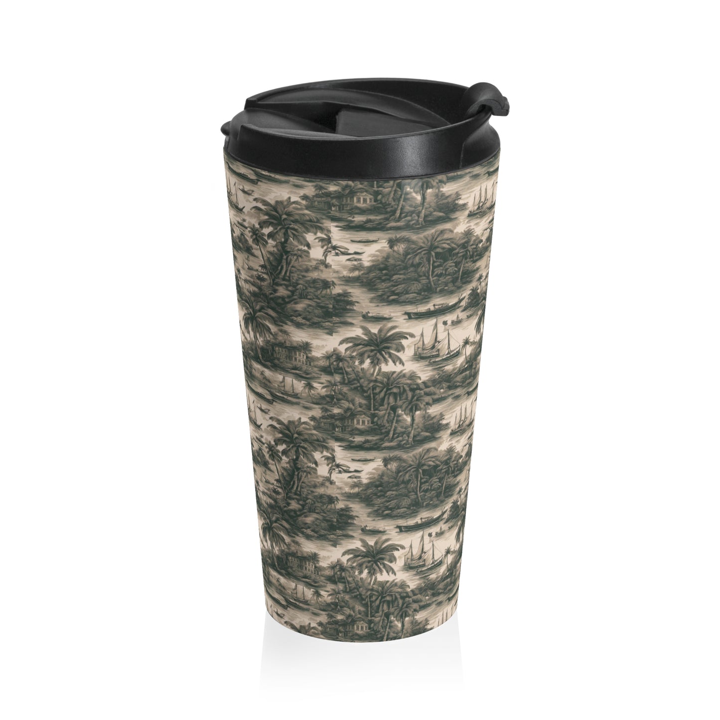 15 oz. Stainless Steel Travel Mug / Tropi Trip Toile Smoke