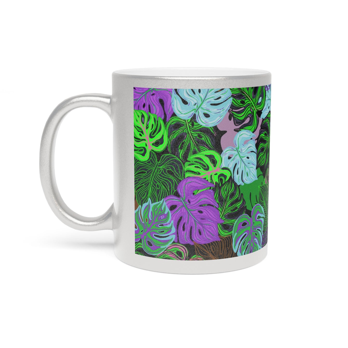 Tropical Metallic Mug, Gold or Silver - Monstera Party