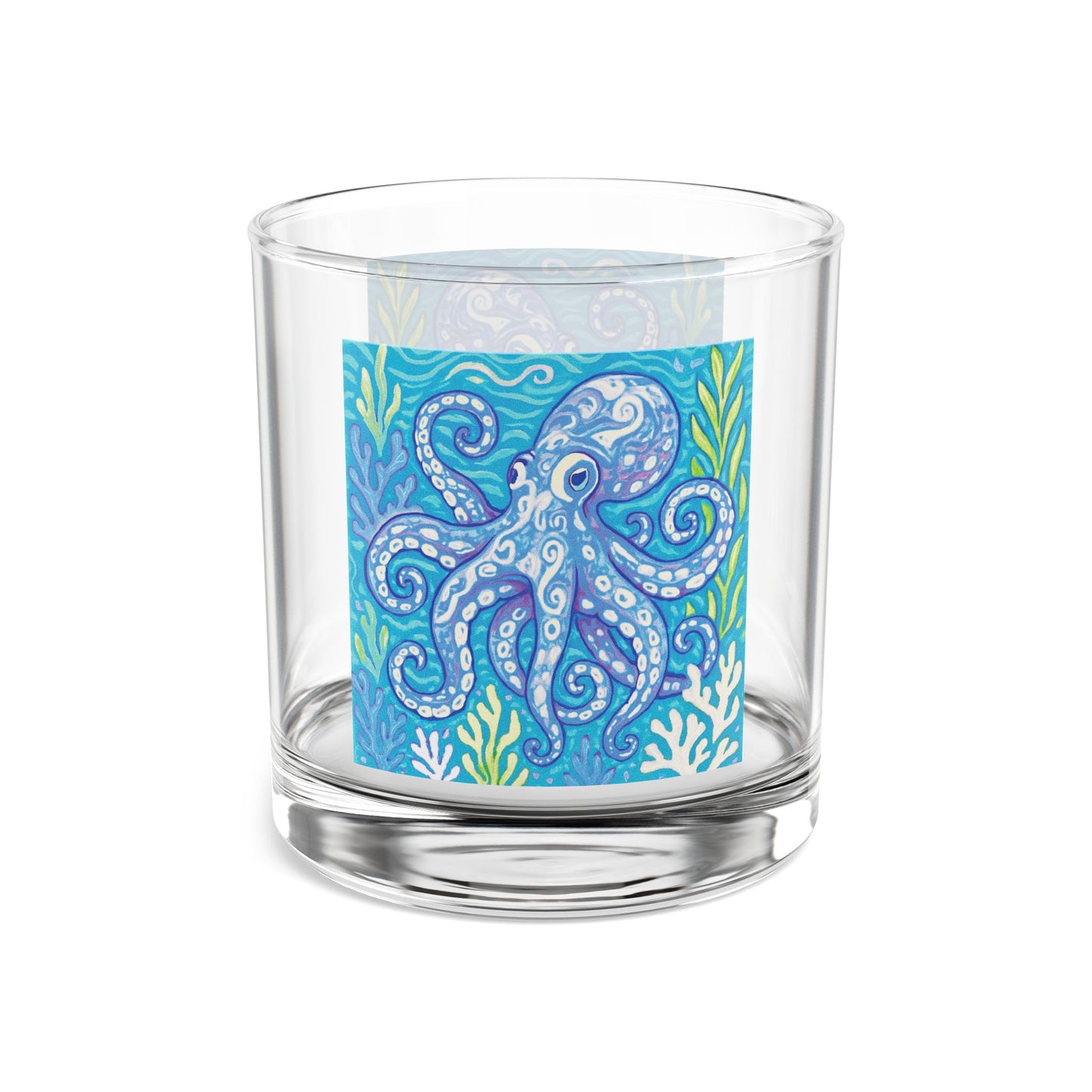 Rocks Glass, 10oz - Kraken Joe/Blue