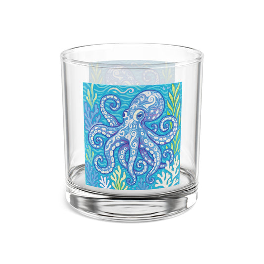 Rocks Glass, 10oz - Kraken Joe/Blue