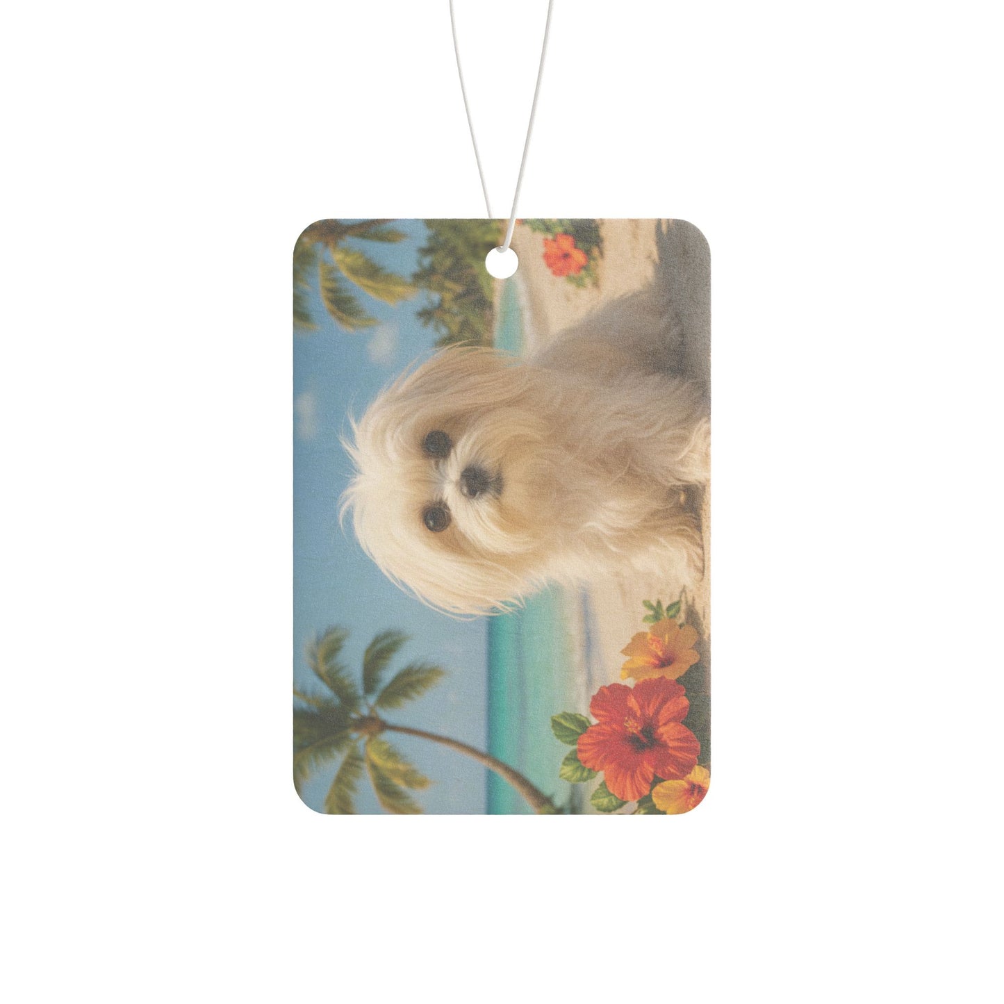 Puppy Ariel on the Beach Car Air Freshener - Vibrant Tropical Aromatic Décor