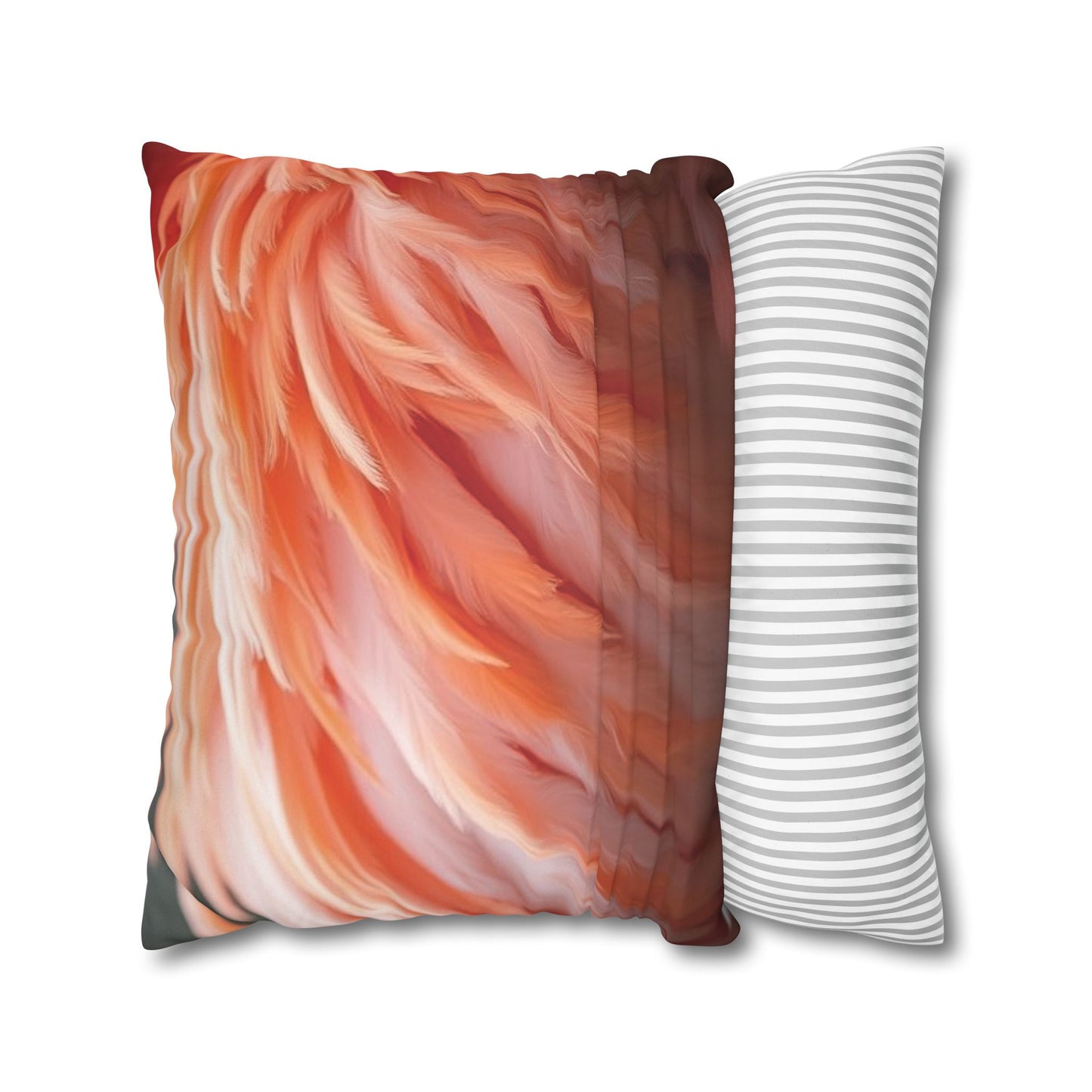 Faux Suede Square Pillowcase - Flamingo Feathers