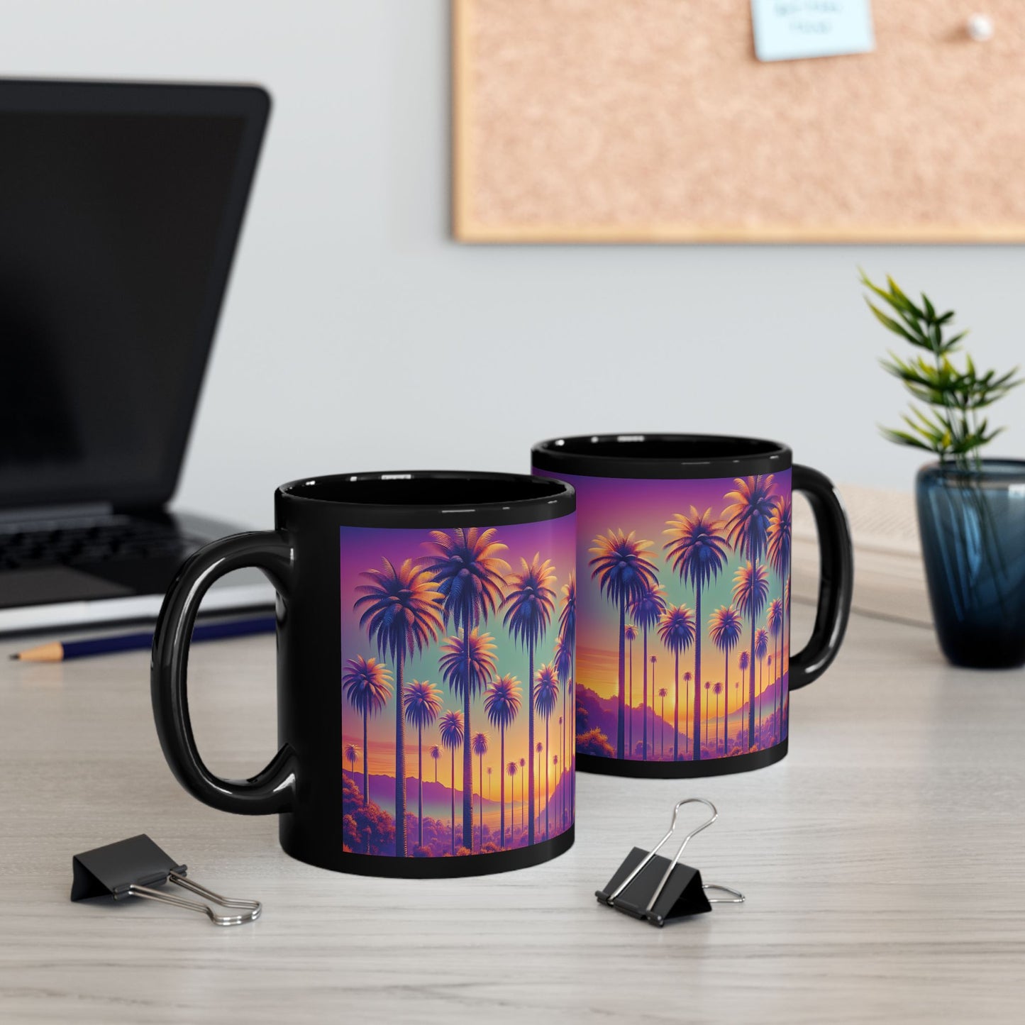 Black Coffee Mug - Sunset Palm Boulevard