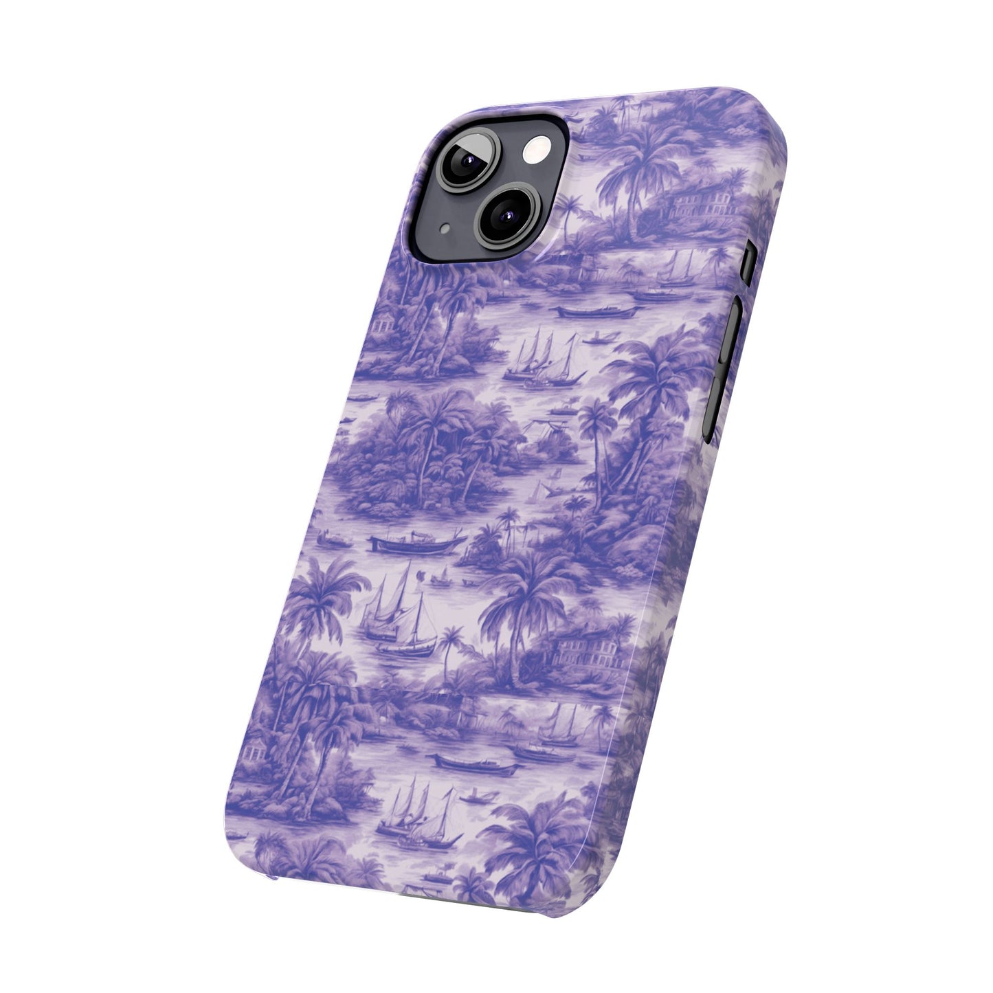 Slim Phone Cases - Tropical Toile #1, purple