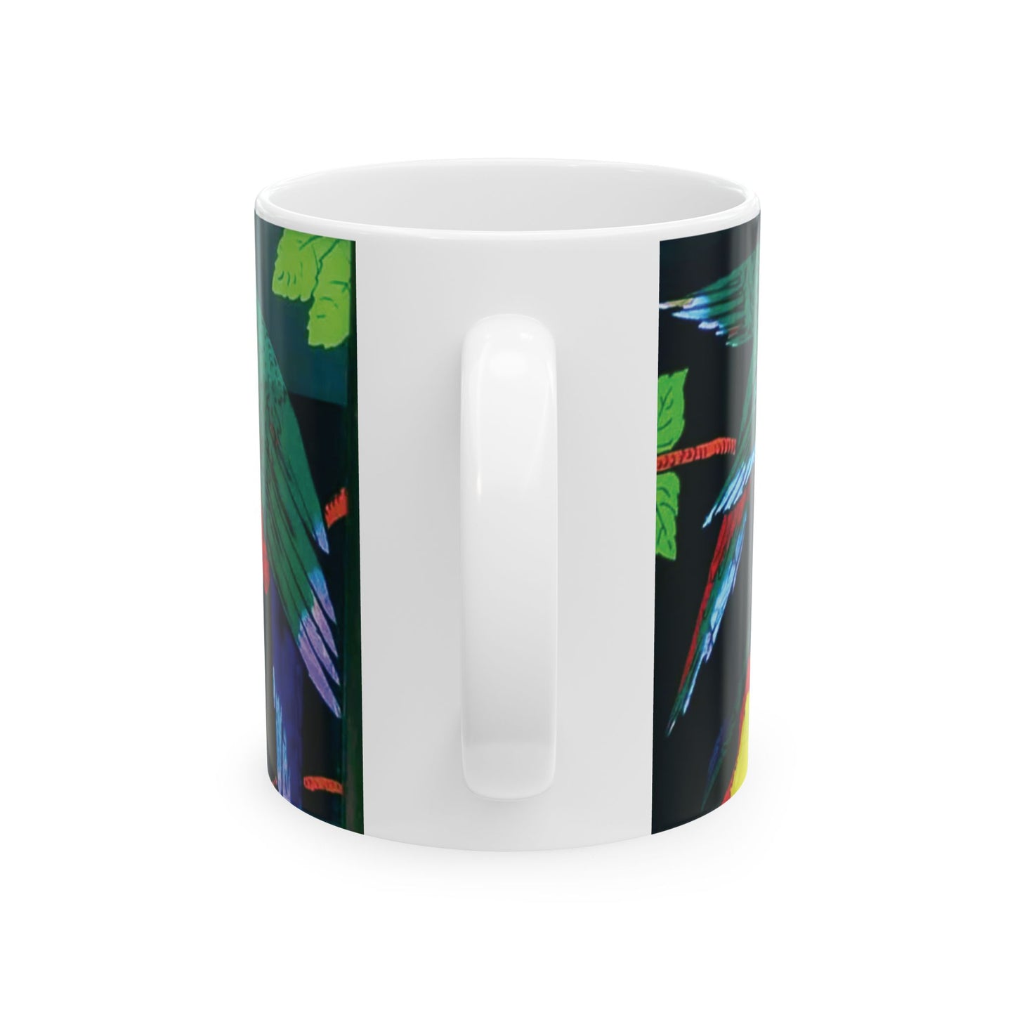 Ceramic White Mug - 11oz & 15oz - Parrots & Butterfly/Real Wings