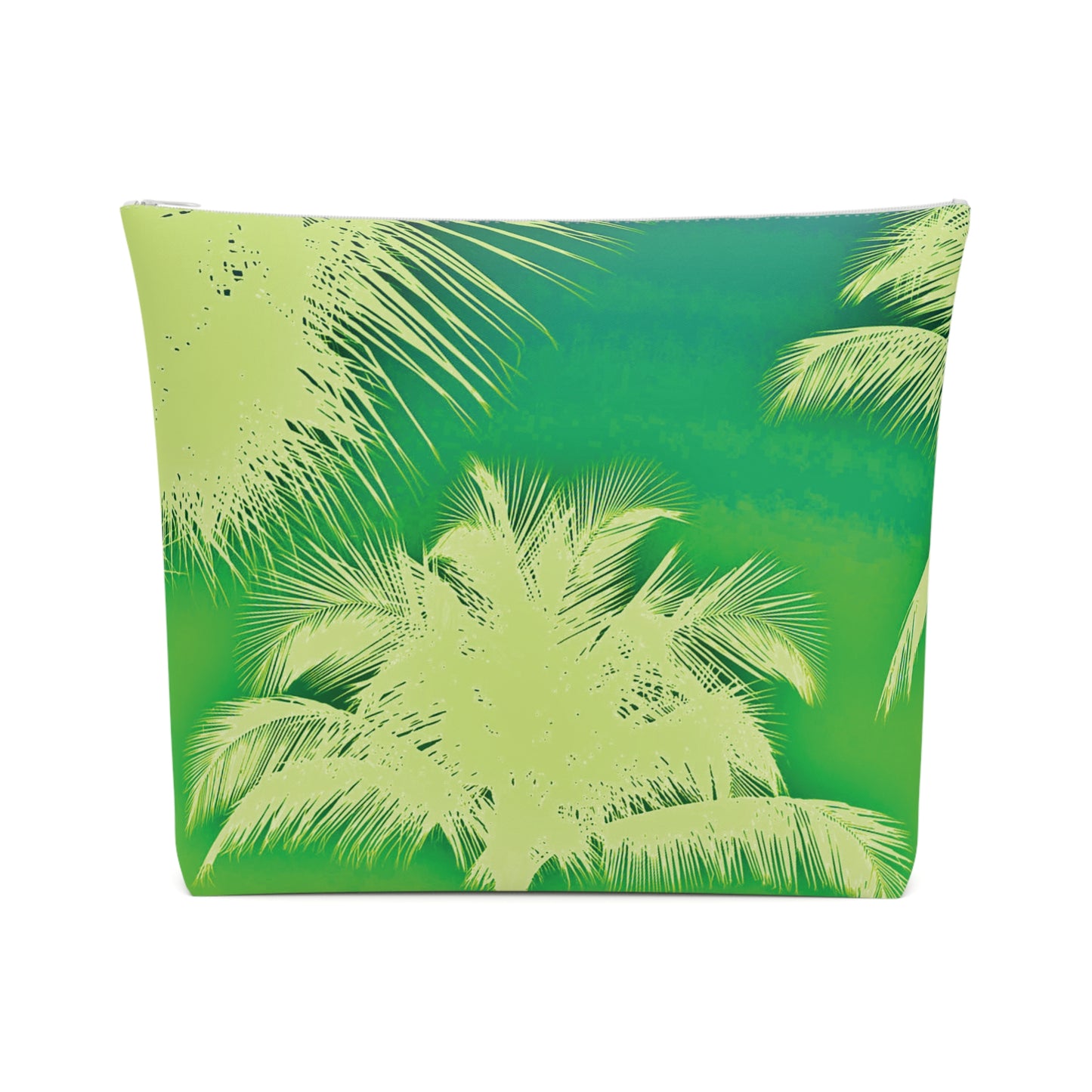Tropical Cotton Cosmetic Bag, Makeup Pouch, 5 Sizes / Palm Glow, Green