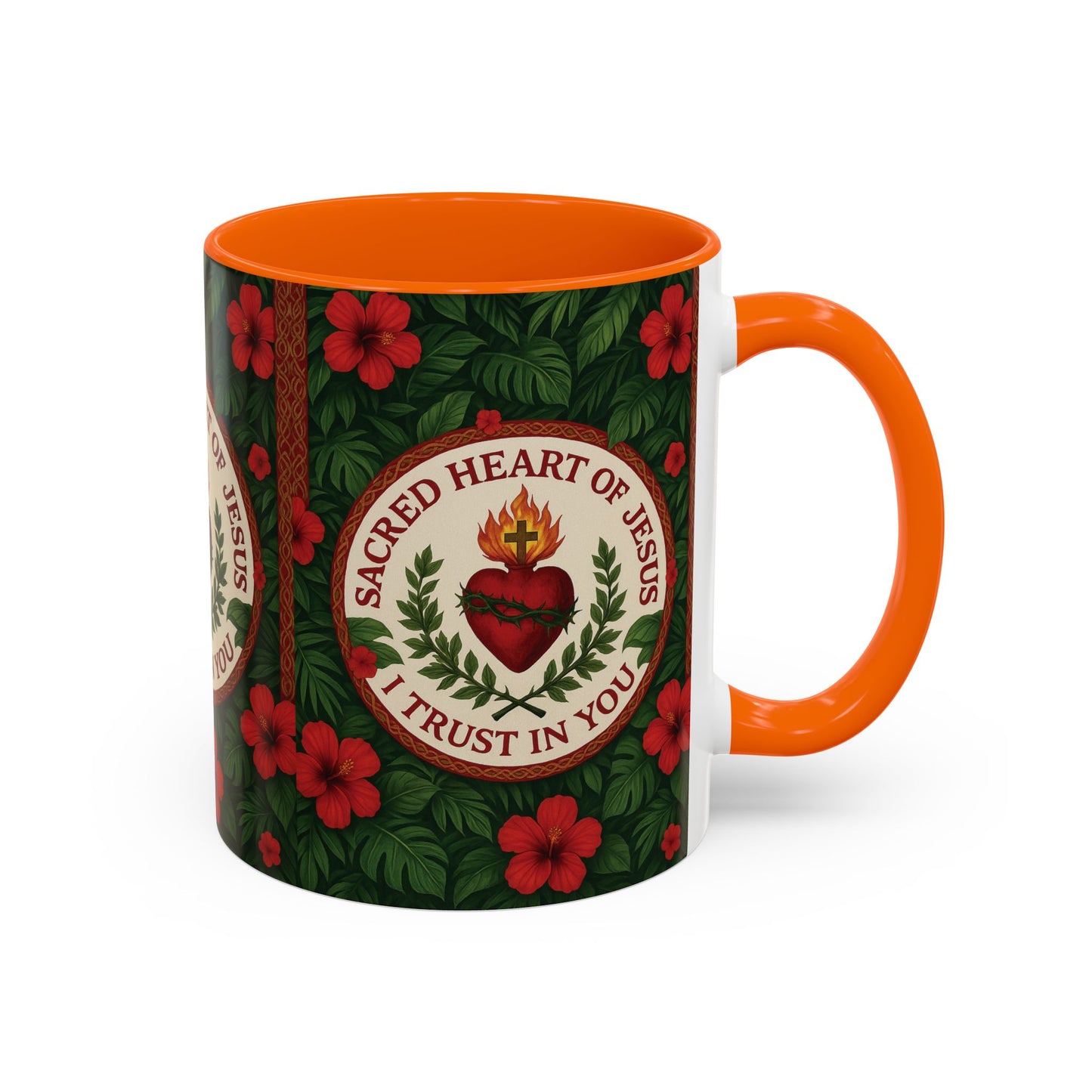 Religious Accent Color Coffee Mug (11, 15oz) / Sacred Heart of Jesus Prayer, Various Colors