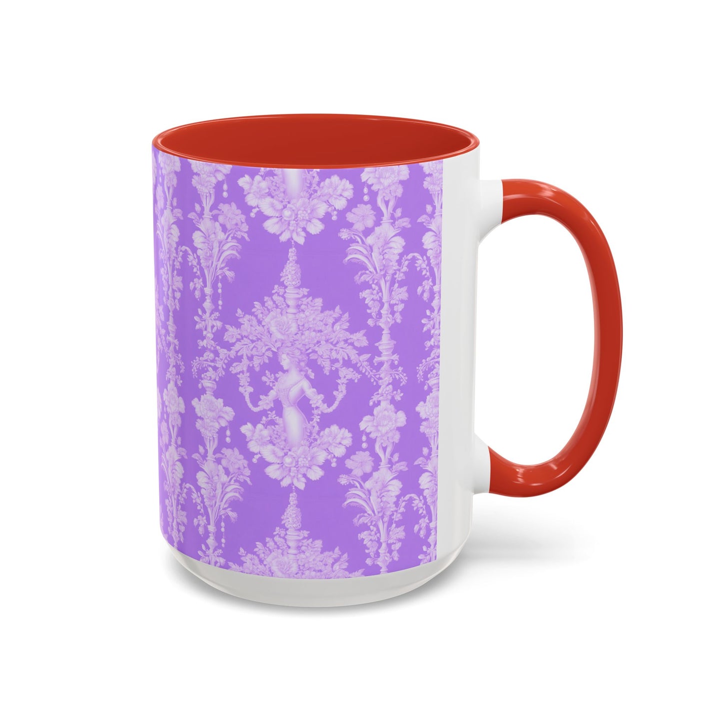 Accent Coffee Mug (11, 15oz), Pearl Lady Toile/Lavender Repeat, Various Colors