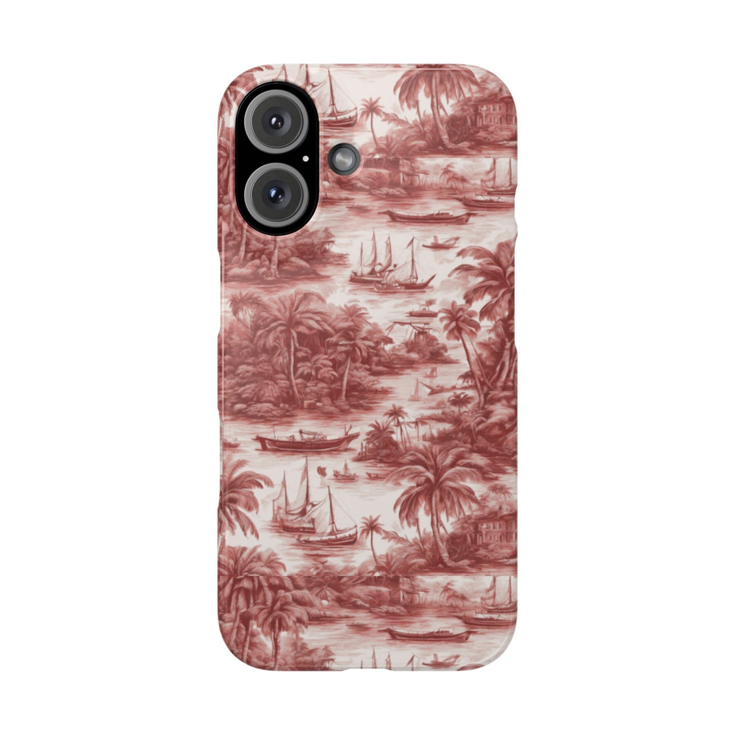 Slim Phone Cases - Tropical Toile #1, russet