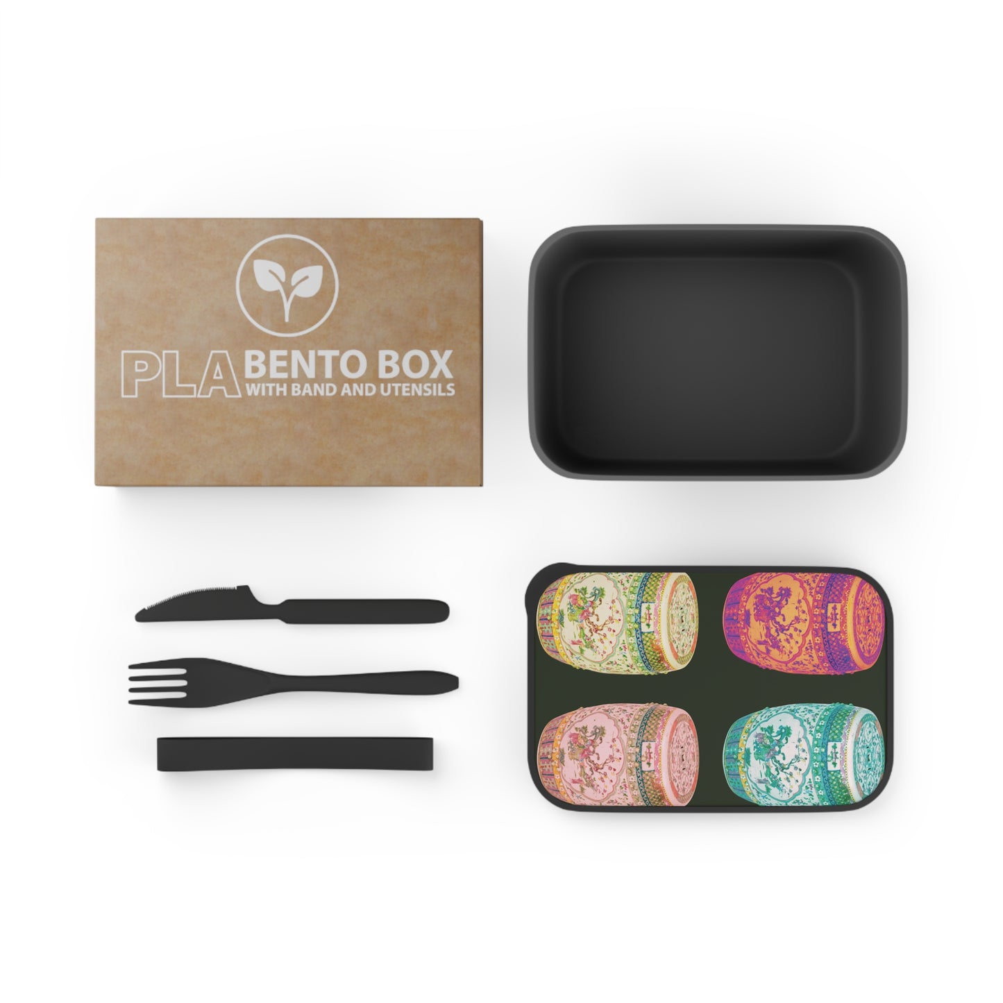 Bento Box with Utensils - Tropical Garden Stools