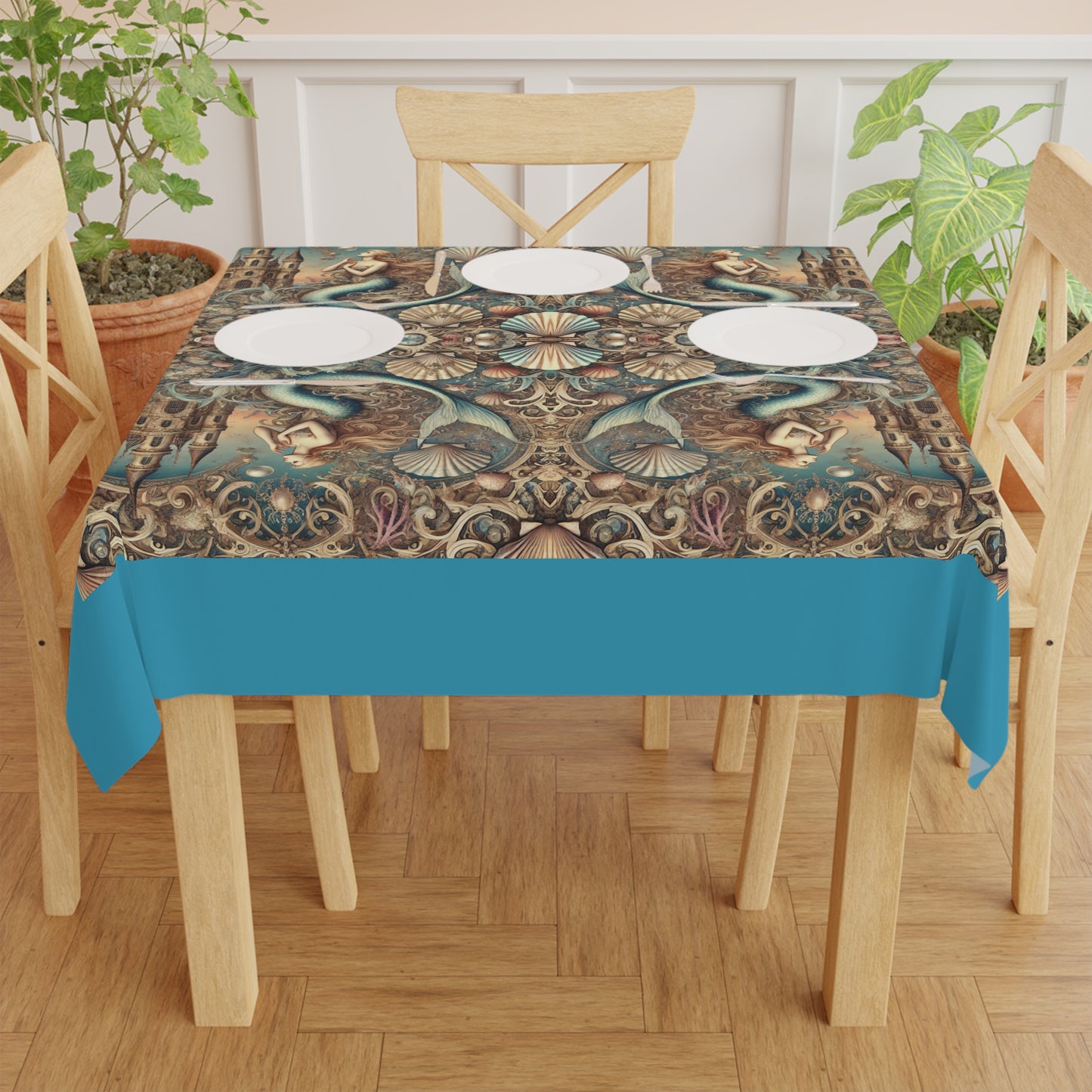 Kaleido Mermaid/Turquoise Tablecloth, 55" x 55"