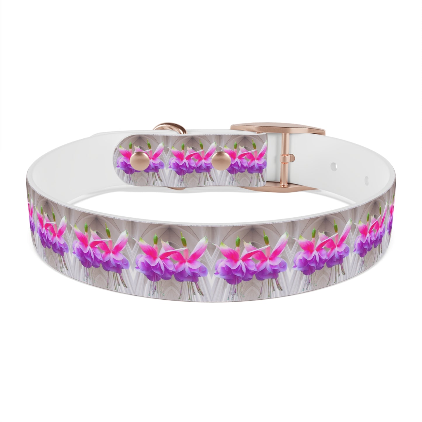 Dog Collar - Two Pink Fuchsias / Gothic, Kaleidoscope