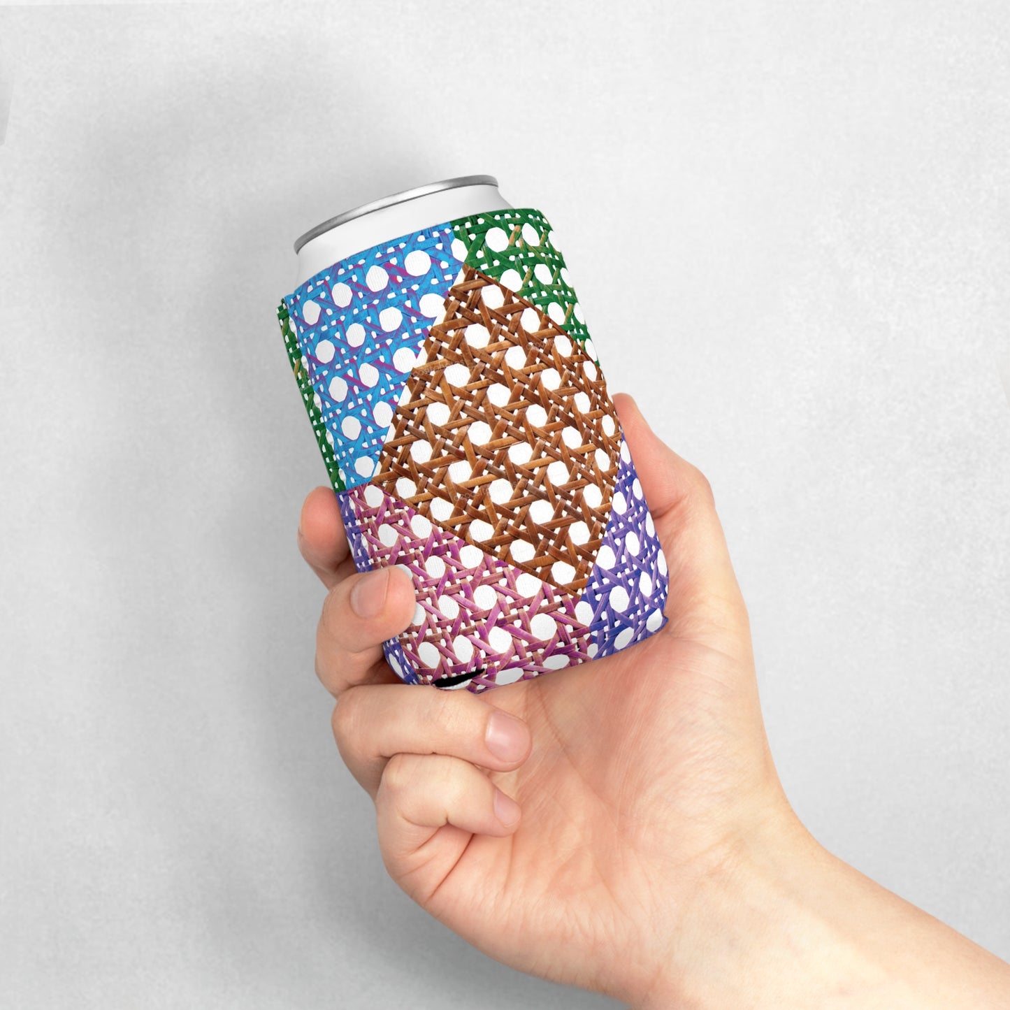 Patchwork Beach Chair Wicker Can Cooler Sleeve - Perfect for Outdoor Picnics