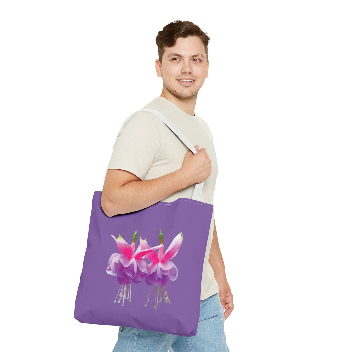 Tropical Real Two Fuchsias/Lt. Purple Tote Bag - 3 Sizes