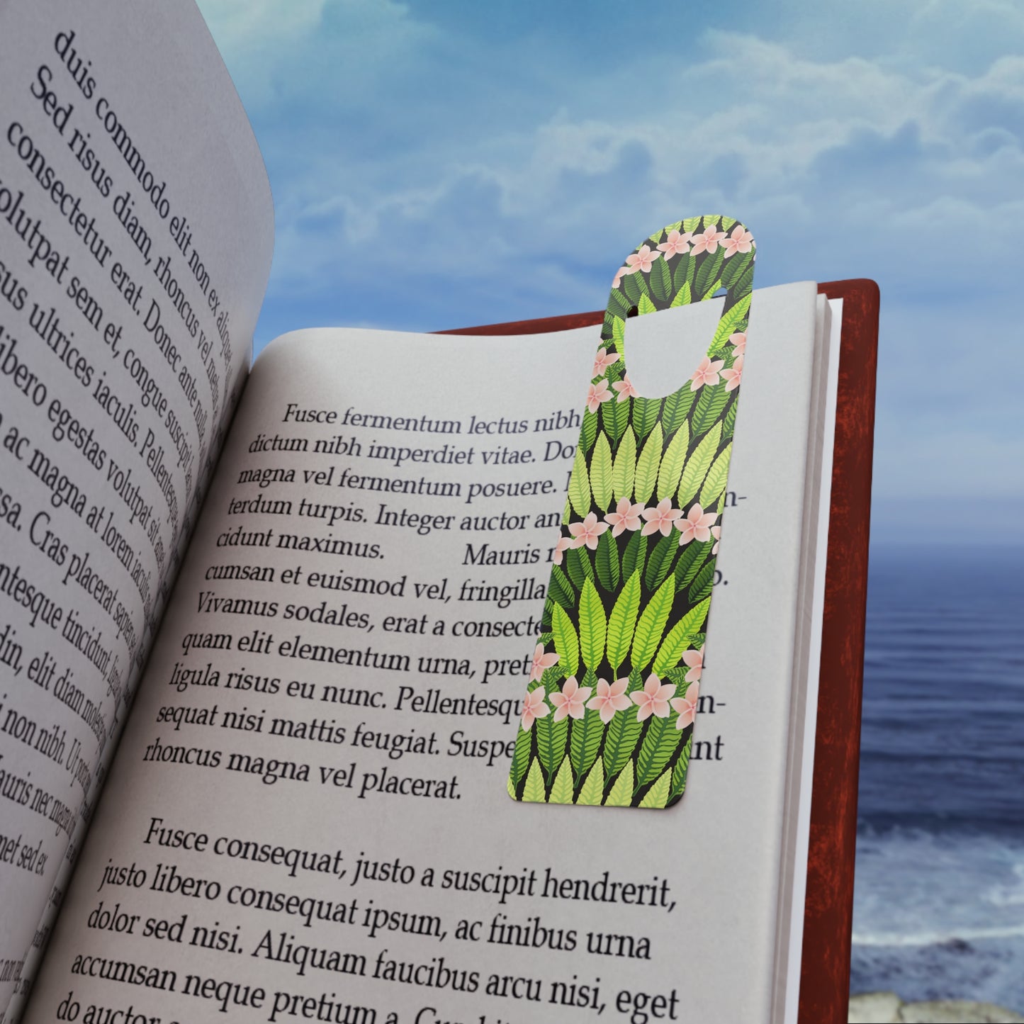 Bookmark - Aluminum, Plumeria and Palms, Lime