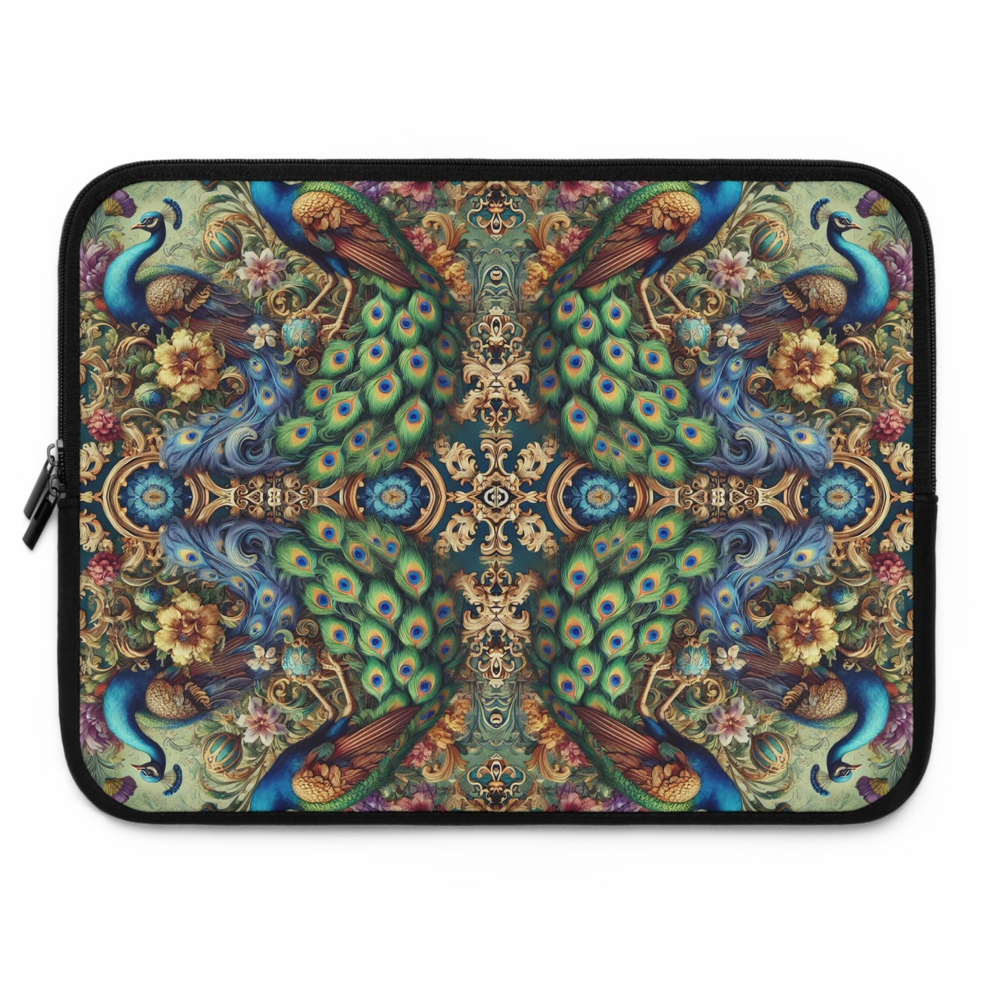 Tropical Laptop Sleeve, 5 Sizes - Perfect for Beach Lovers & Students / Kaleido Peacock Royals