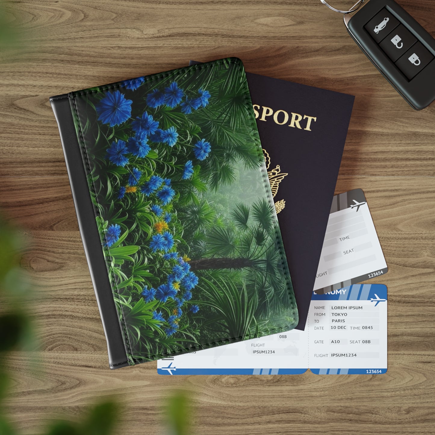 Tropical Passport Cover, Faux Leather - RFID blocking for travel security / After a Rainforest Rain