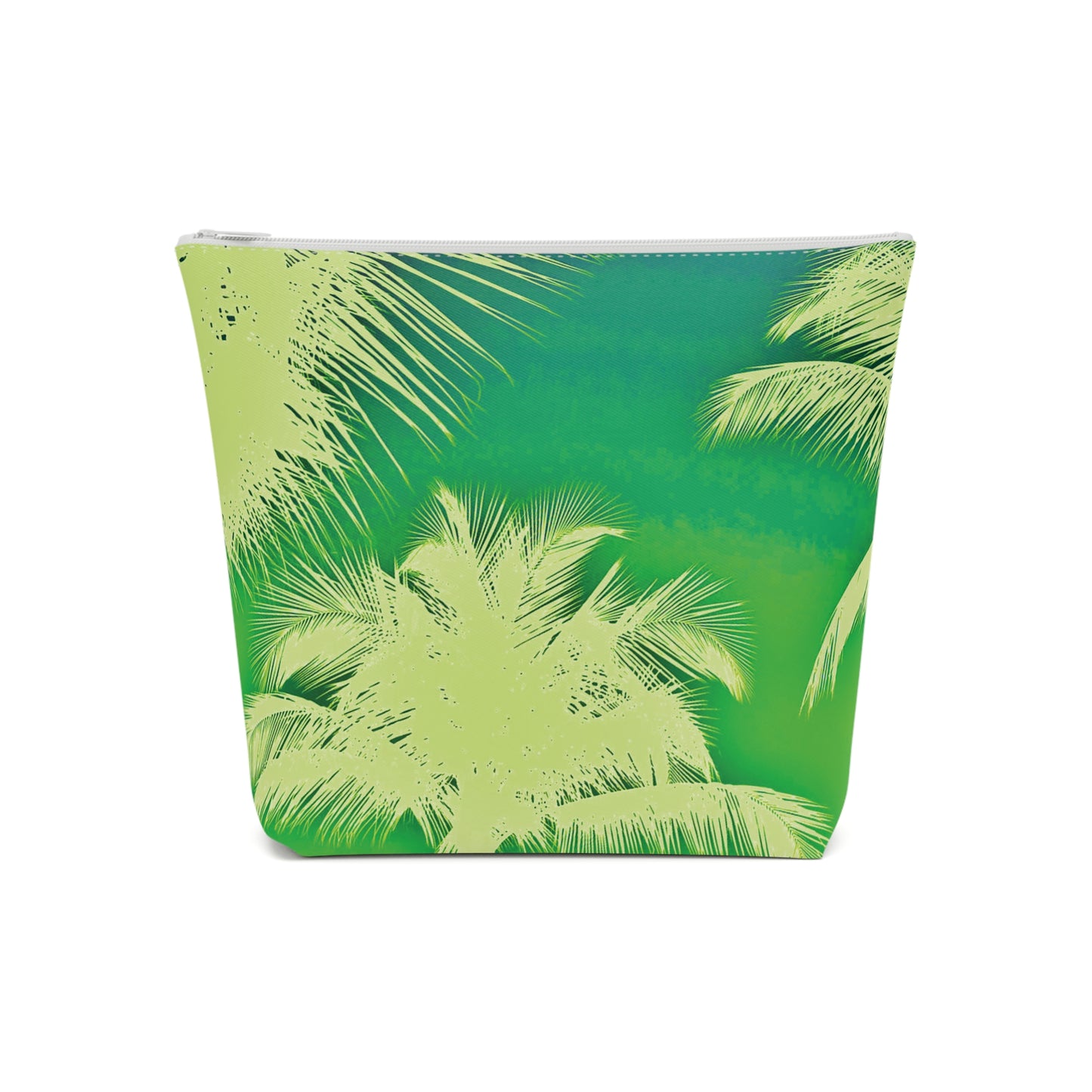 Tropical Cotton Cosmetic Bag, Makeup Pouch, 5 Sizes / Palm Glow, Green