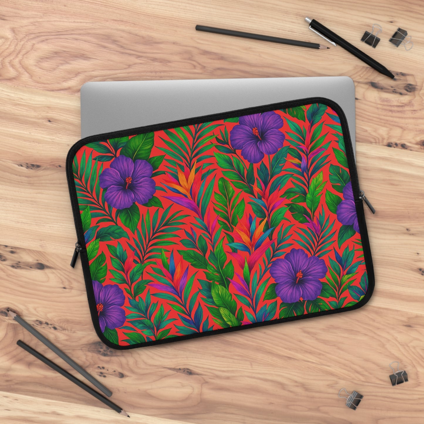 Tropical Laptop Sleeve, 5 Sizes - Perfect for Beach Lovers & Students / Midnight Flowers