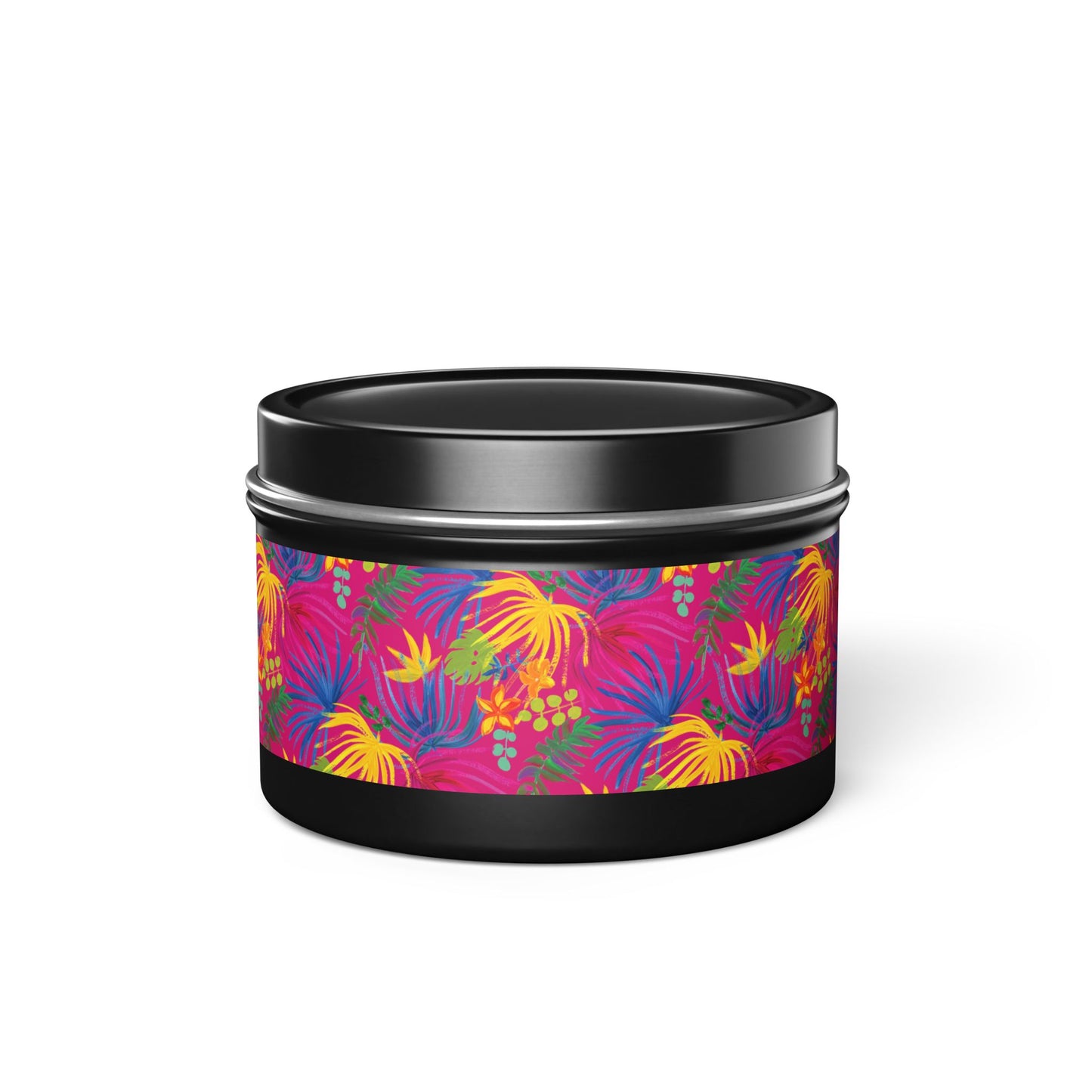 Tin Candles, 2 sizes, 3 tin colors - Exotic Flora