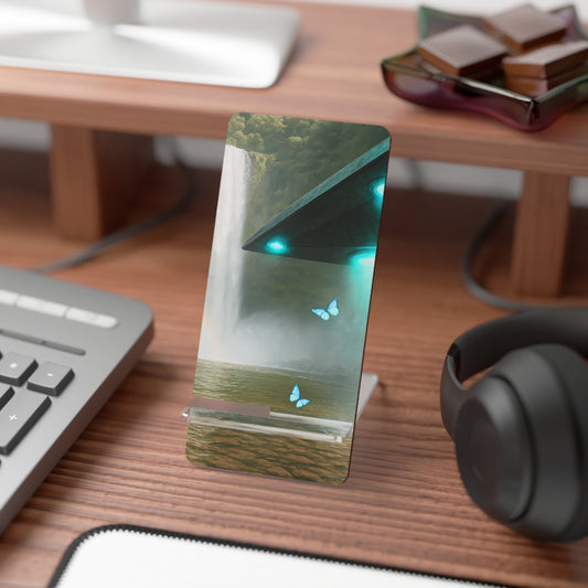 Stylish Smartphone Display Stand - UFO and Waterfall in Rainforest