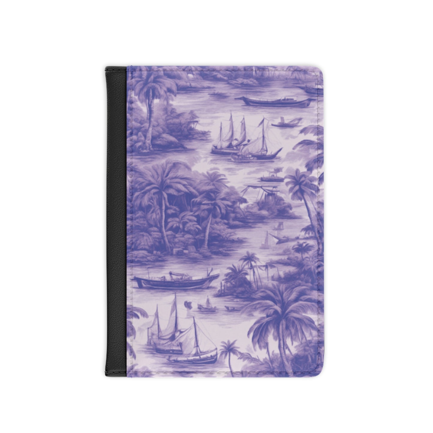 Tropical Passport Cover, Faux Leather - RFID blocking for travel security / Tropical Toile, Purple