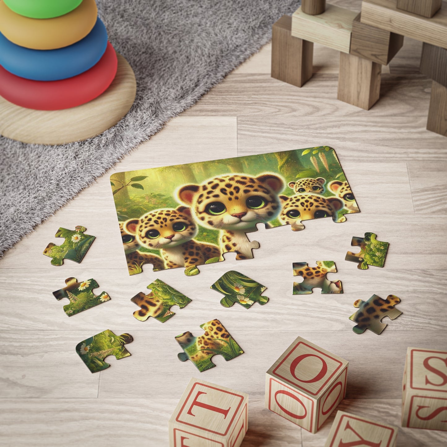 Tropical Kids' Puzzle - 30-Piece Puzzle for Fun and Learning / Baby Jaguar Party