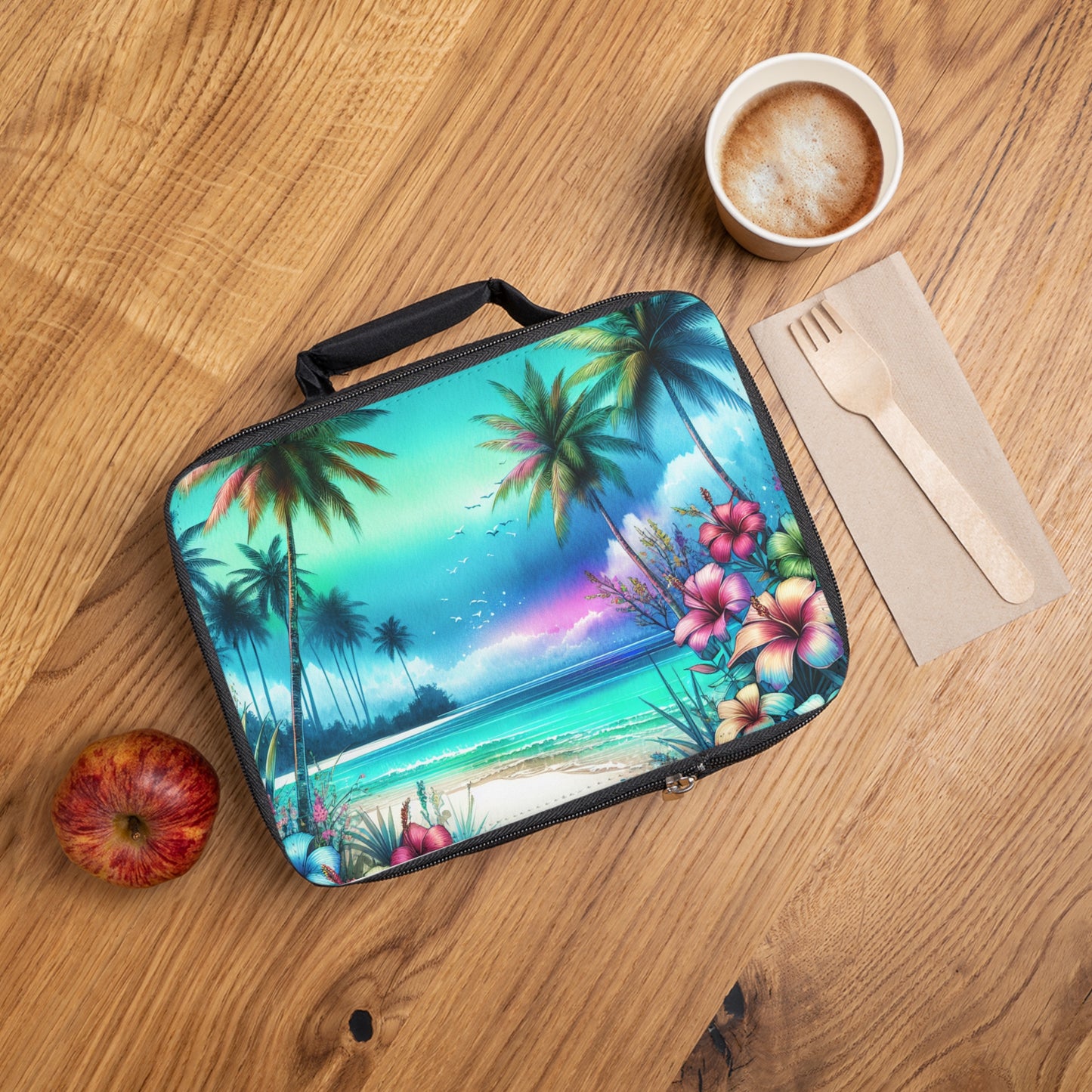 Morning Beach Lunch Bag - Eco-Friendly Insulated Tote, Adult and Child Lunchbox / Perfect for Picnics, Beach Outings