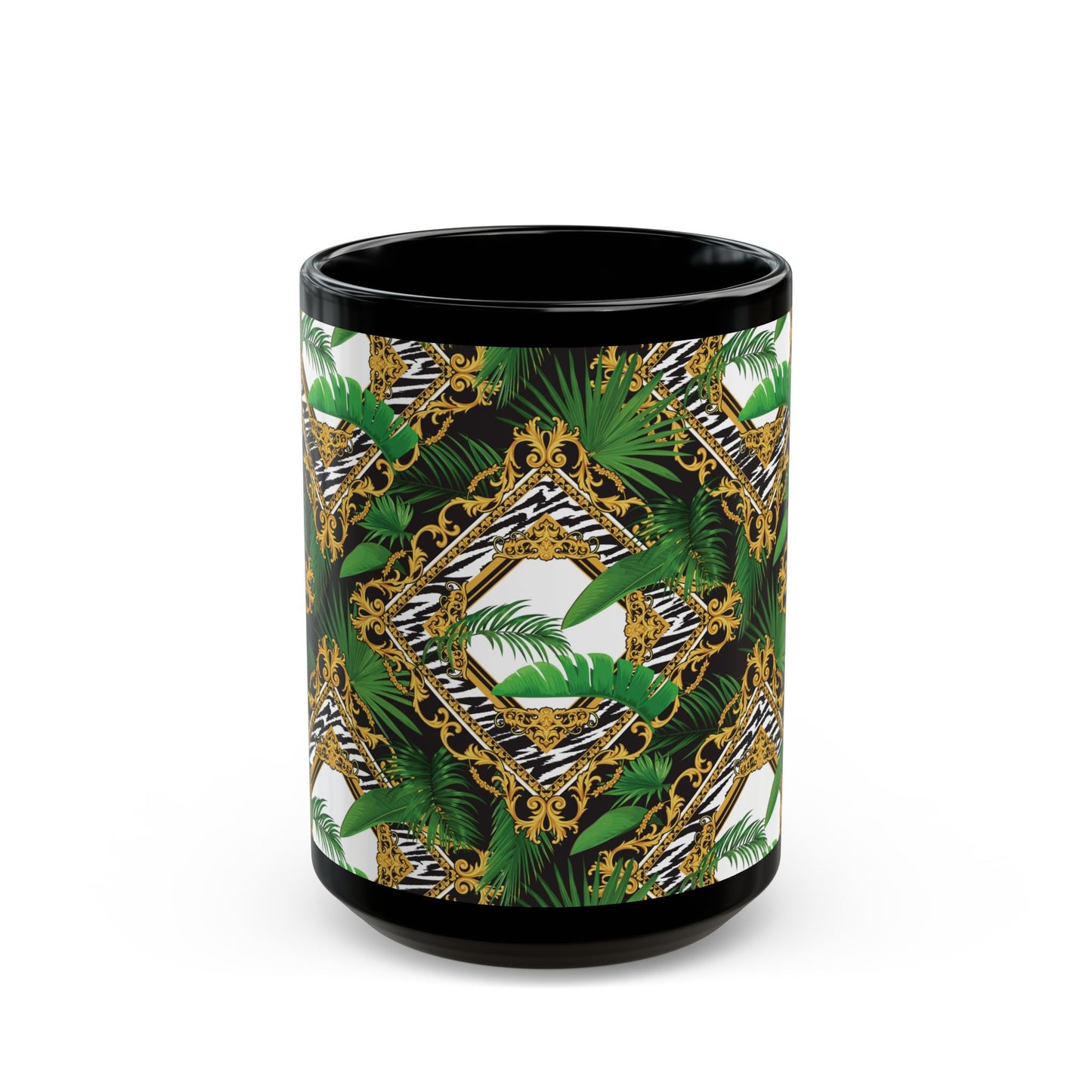 Black Mug (11oz, 15oz), Jungle Luxe, White