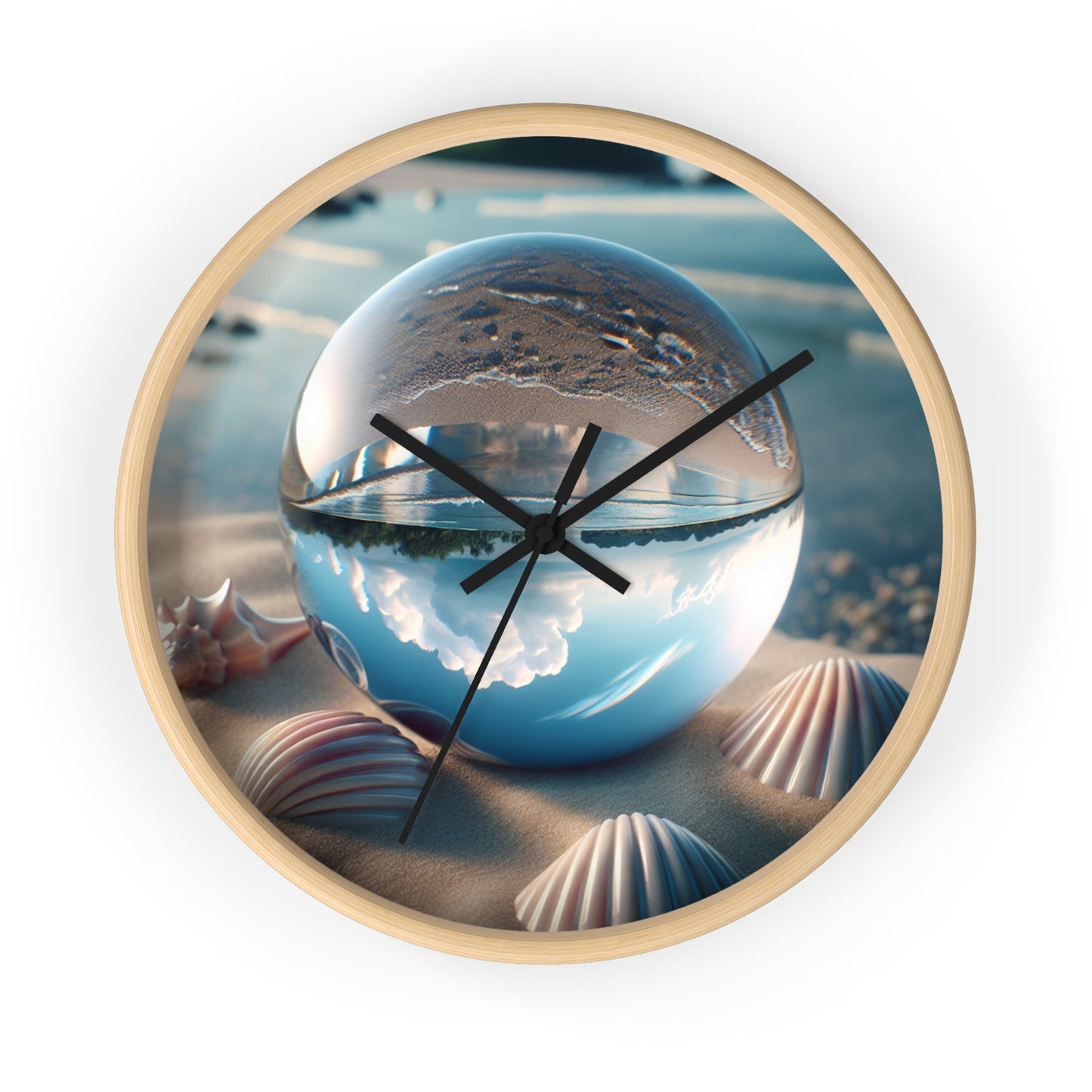 Coastal Wall Clock with Beach Illusion Ball