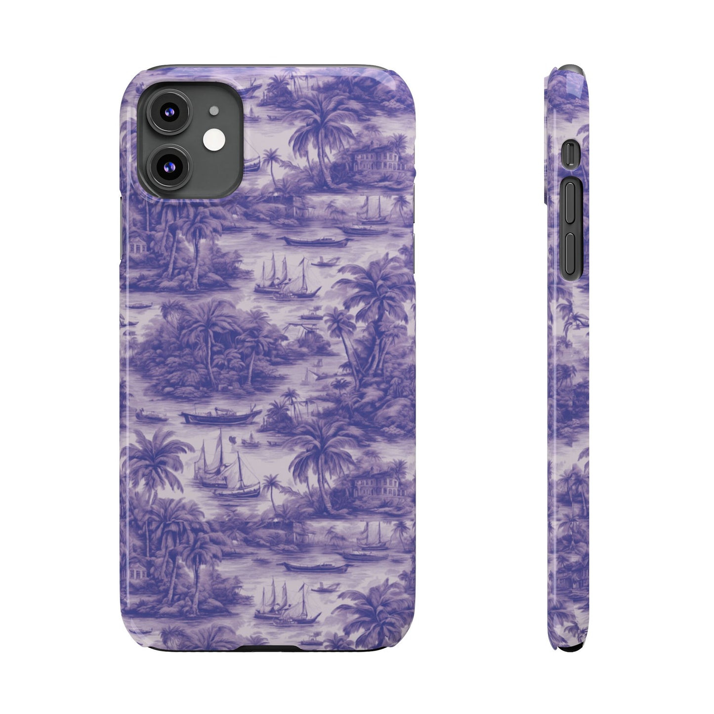 Slim Phone Cases - Tropical Toile #1, purple