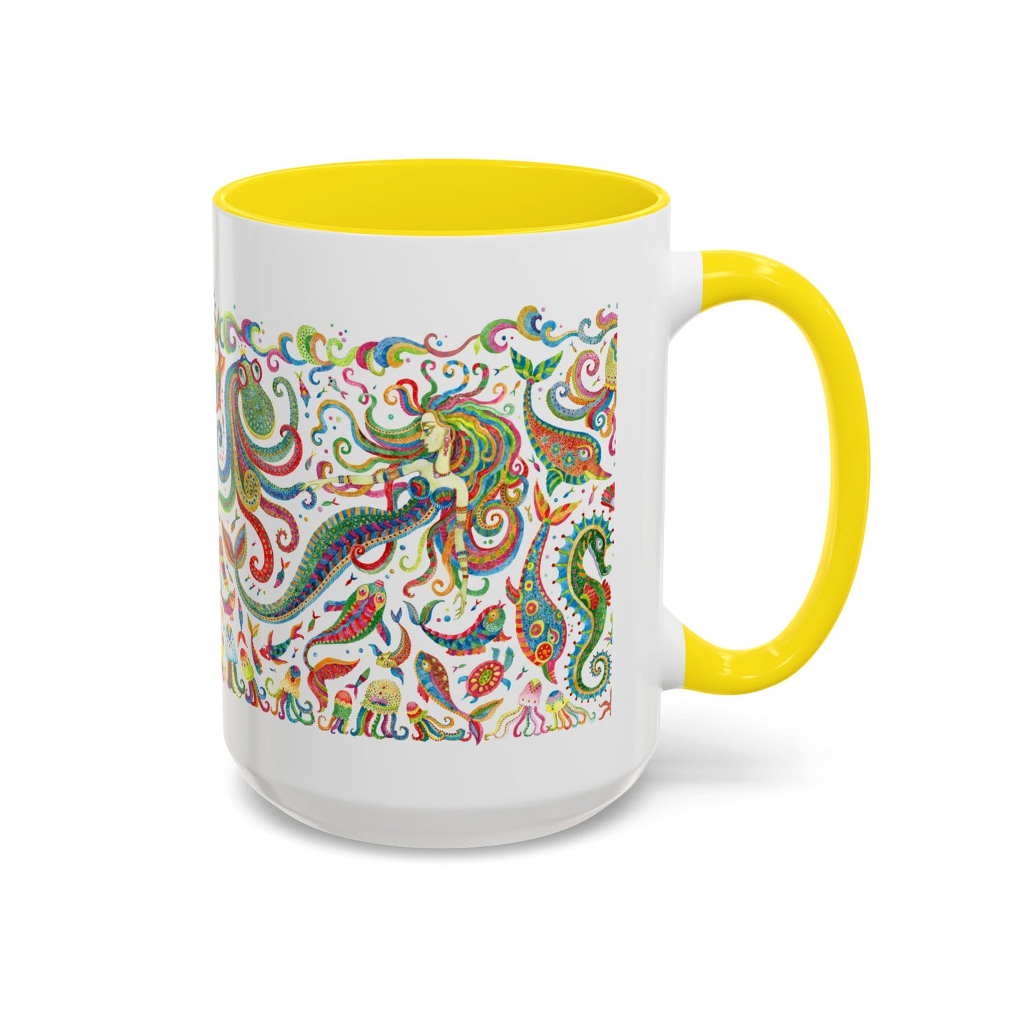 Accent Coffee Mug | Tropical-Inspired Drinkware / Colorful Mermaid Kingdom