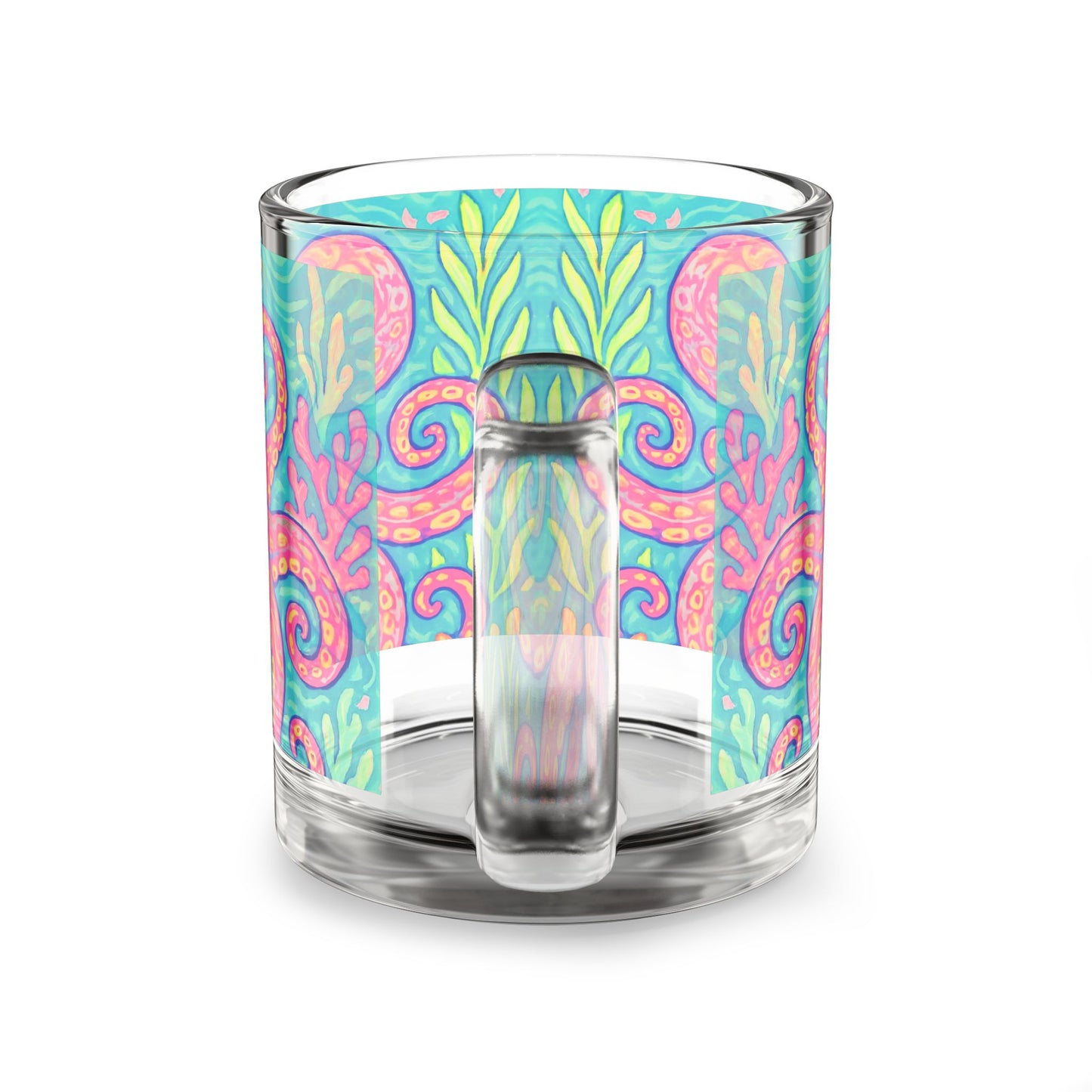 Tropical Glass Mug - 10oz Coffee Cup / Red Kraken Joe
