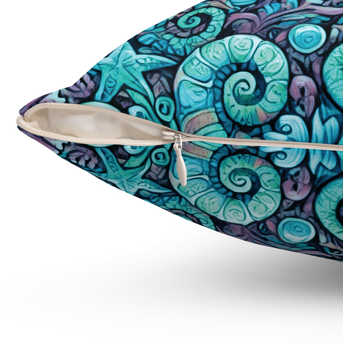 Decorative Pillow - Accent Cushion, 4 Sizes / Seahorse Trio, Turquoise