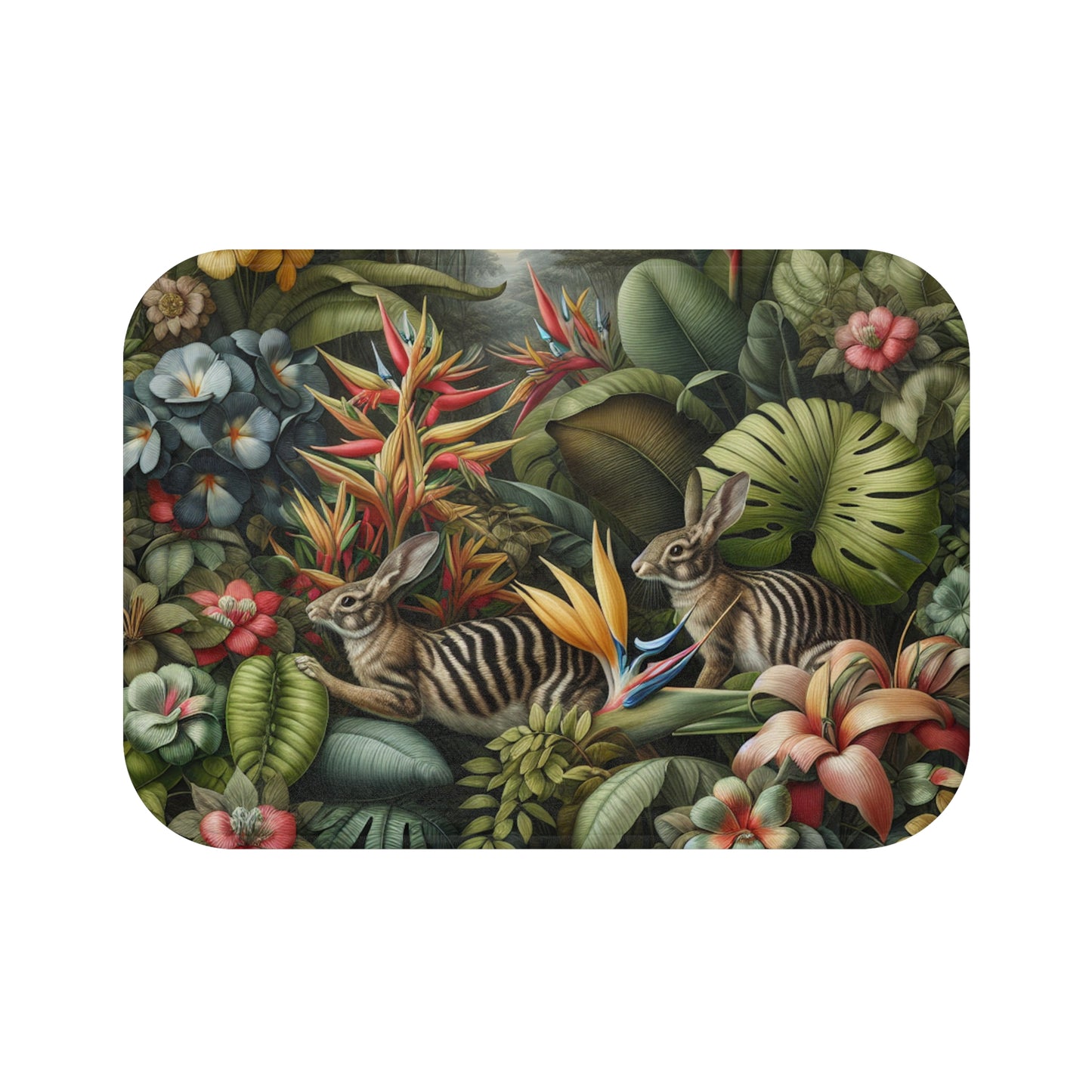 Rainforest Rabbit Outing Bath Mat, 2 Sizes - Tropical Vibes for Home Decor