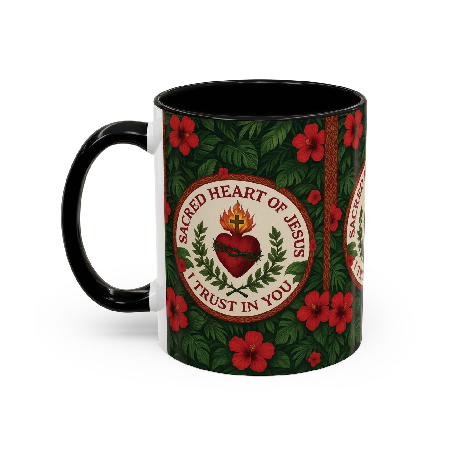Religious Accent Color Coffee Mug (11, 15oz) / Sacred Heart of Jesus Prayer, Various Colors