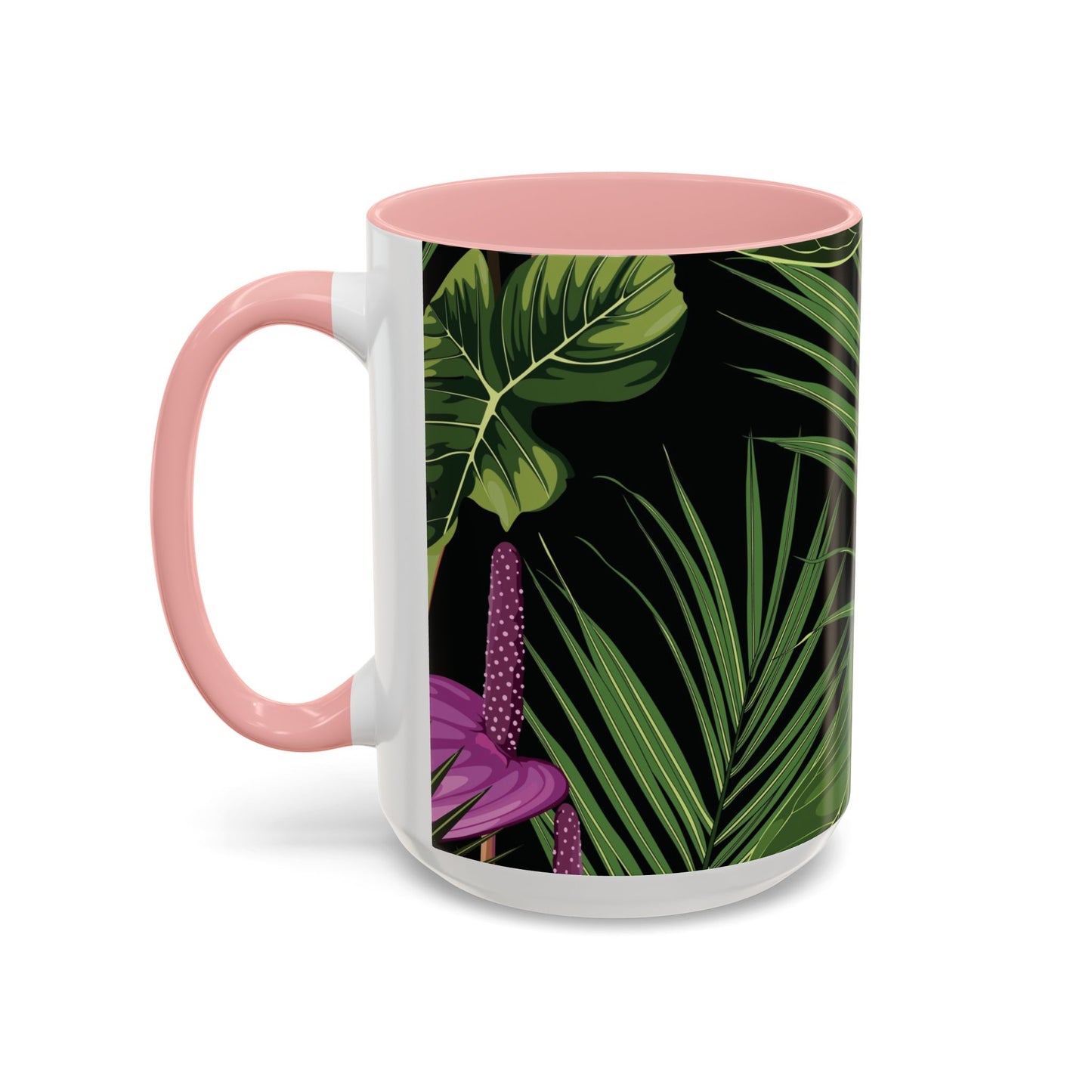 Accent Coffee Mug - Fun Tropical Drinkware for Flower Vibes /Anthurium and Palm