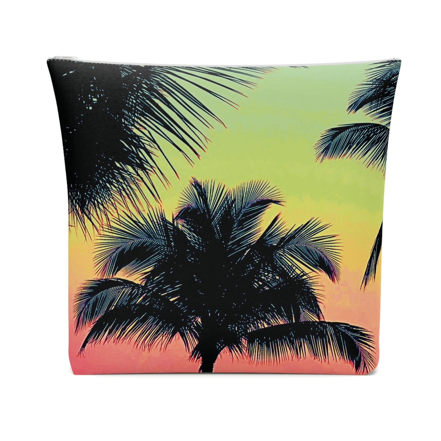 Tropical Cotton Cosmetic Bag, Makeup Pouch, 5 Sizes / Palm Glow, Sangria