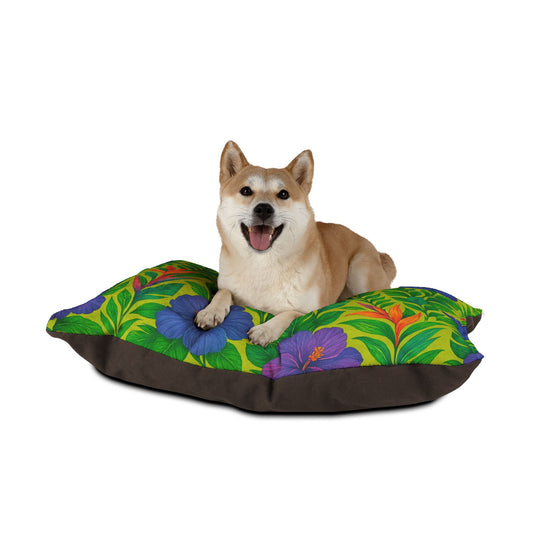 Pet Bed - Cozy and Fun Dog or Cat Bed for Beach Lovers / Midnight Flower Yellow