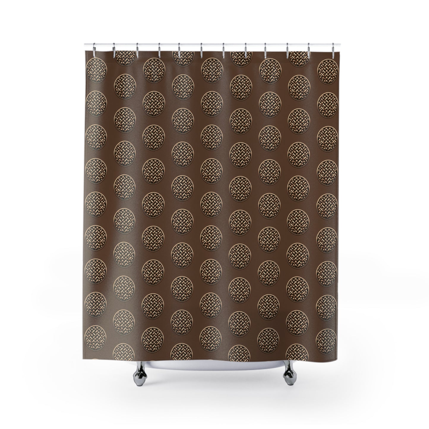 Tropical Shower Curtain - Rainforest Bathroom Decor / Brown Wicker Buttons