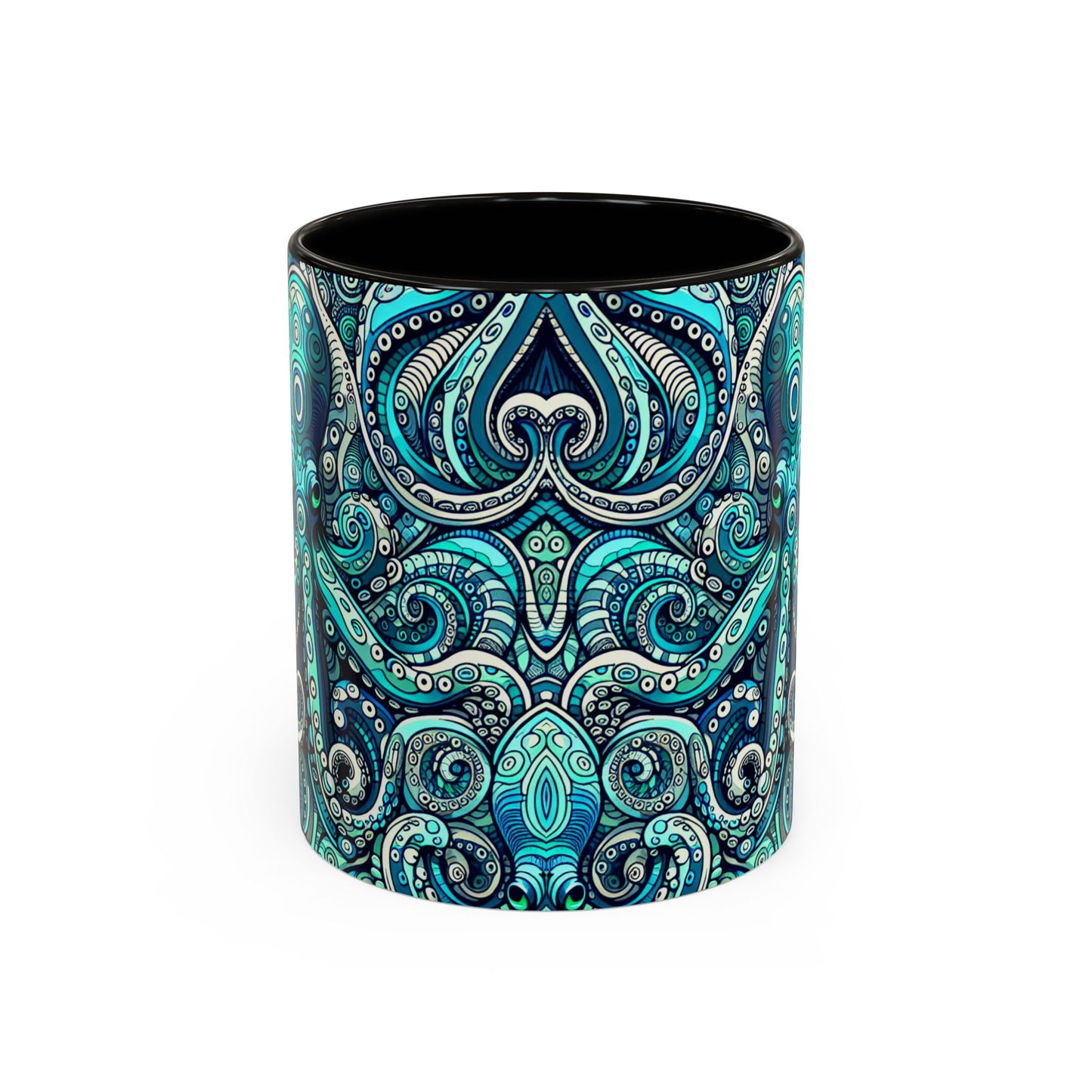 Accent Color Coffee Mug, Many Colors - 11oz & 15oz / Aqua Octopus